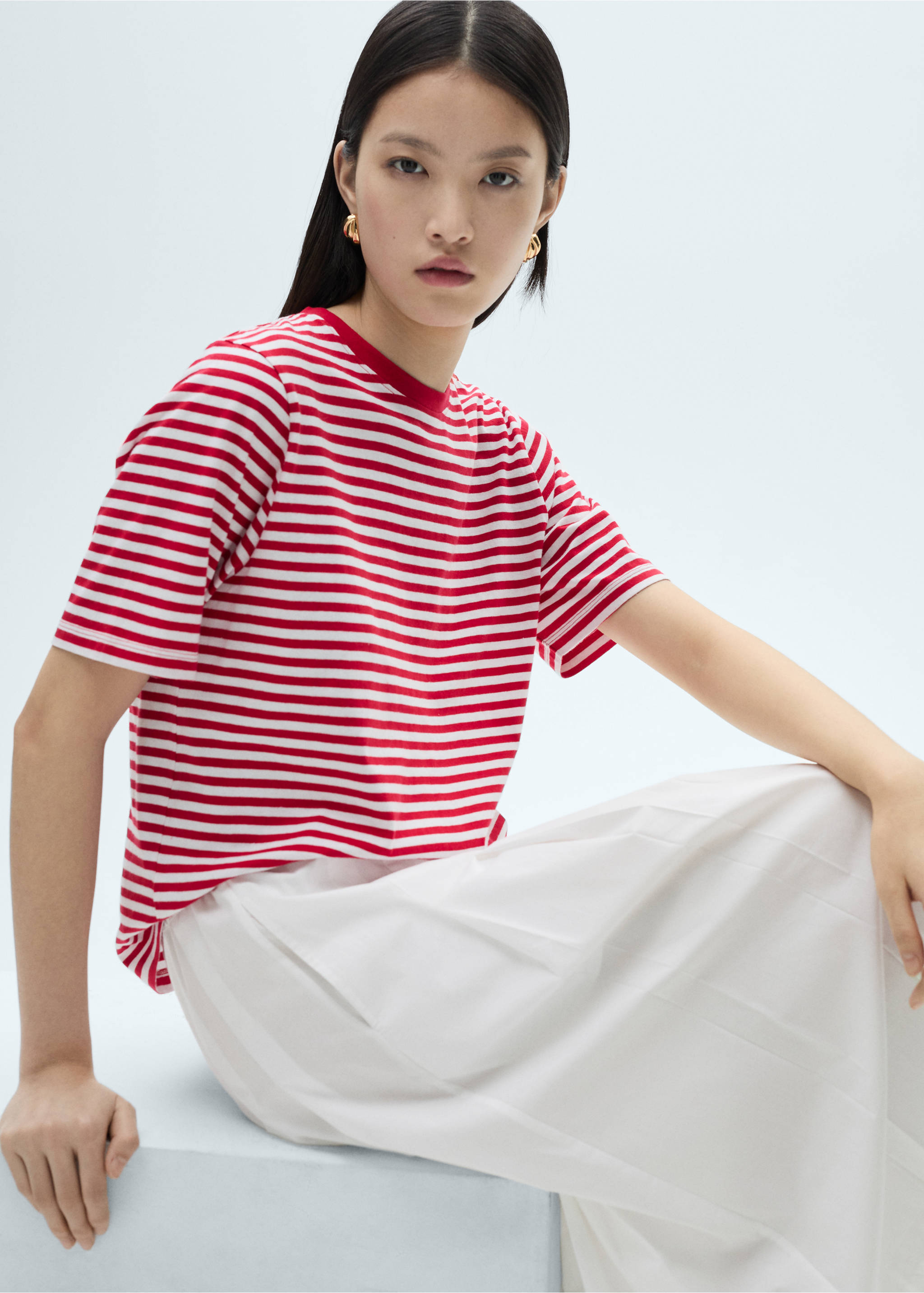 Cotton pleated skirt - Details of the article 2, White. Ref: 87070580-00.