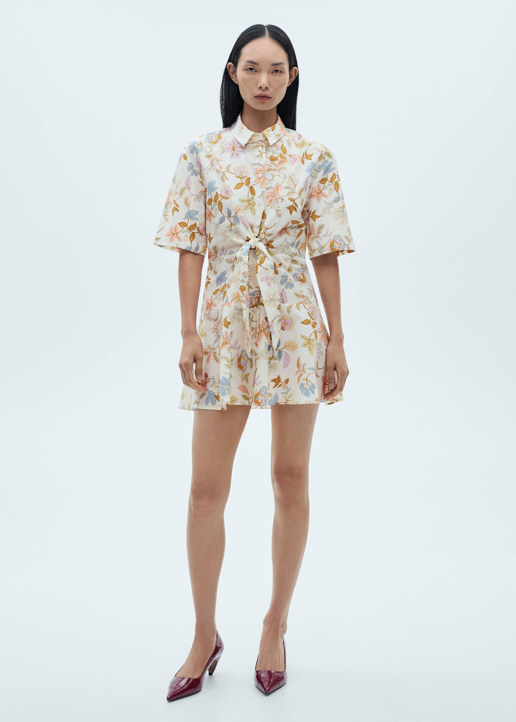 Vestido nudo estampado floral - Plano general