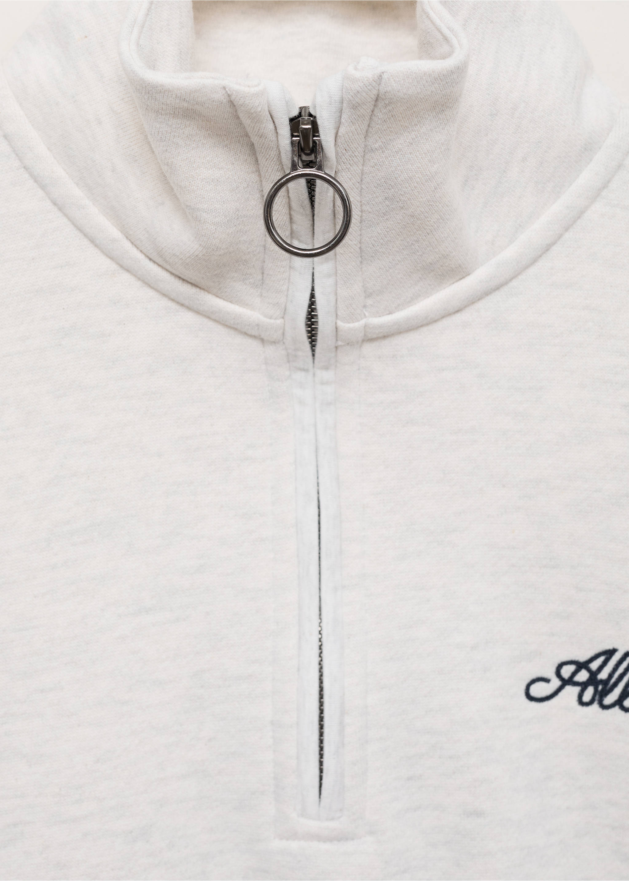 Sweatshirt mit Zip und Schriftzug - Detail des Artikels 0, Hellgrau meliert. Ref: 87070592-00.