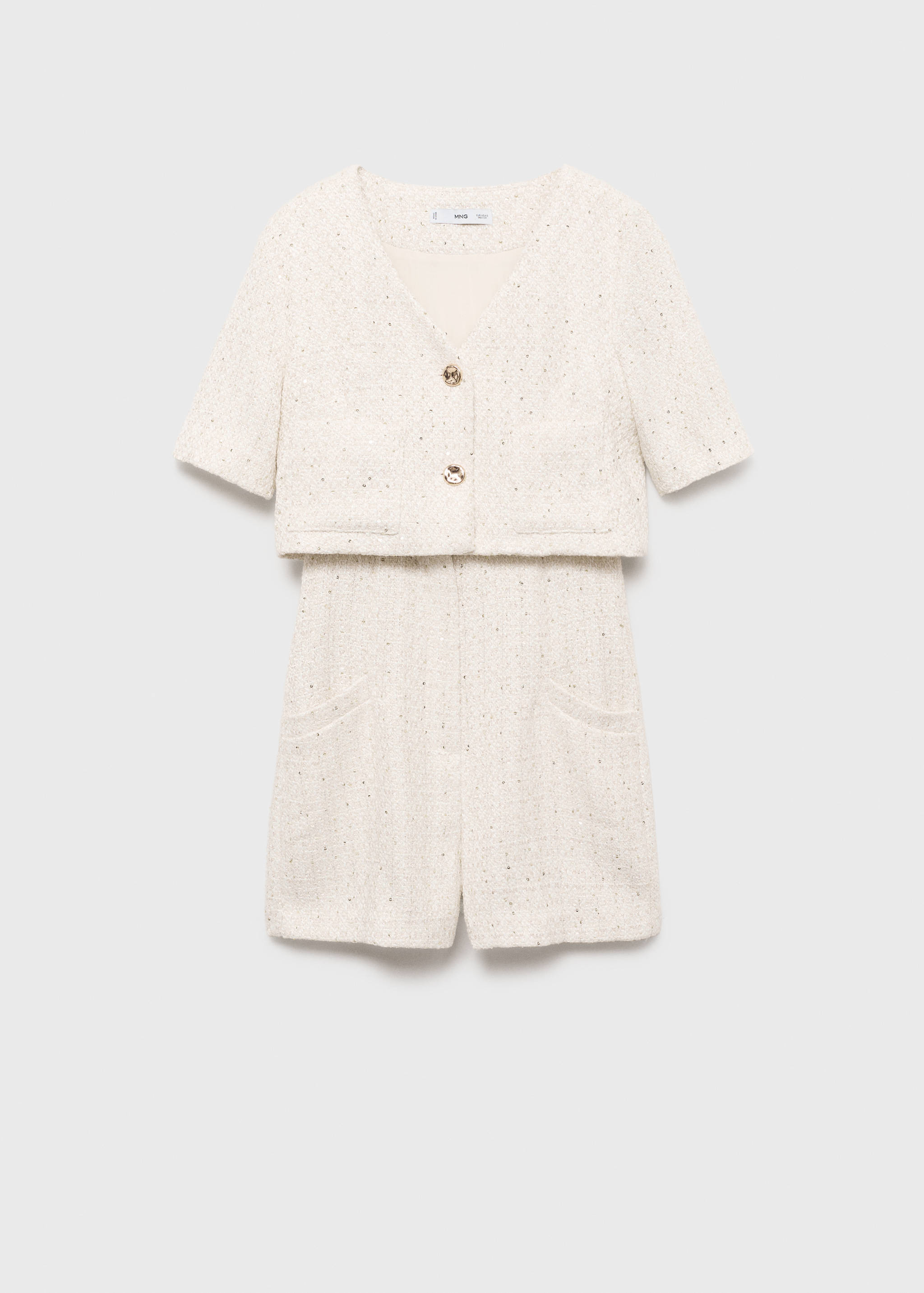 Short-sleeved tweed jumpsuit - Article without model