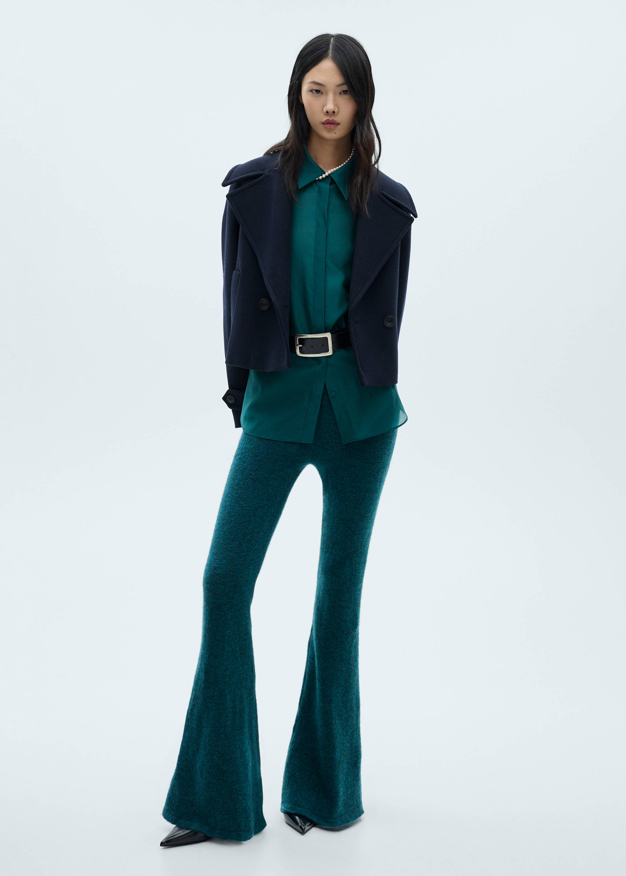 Camisa satinada botones ocultos - Plano general