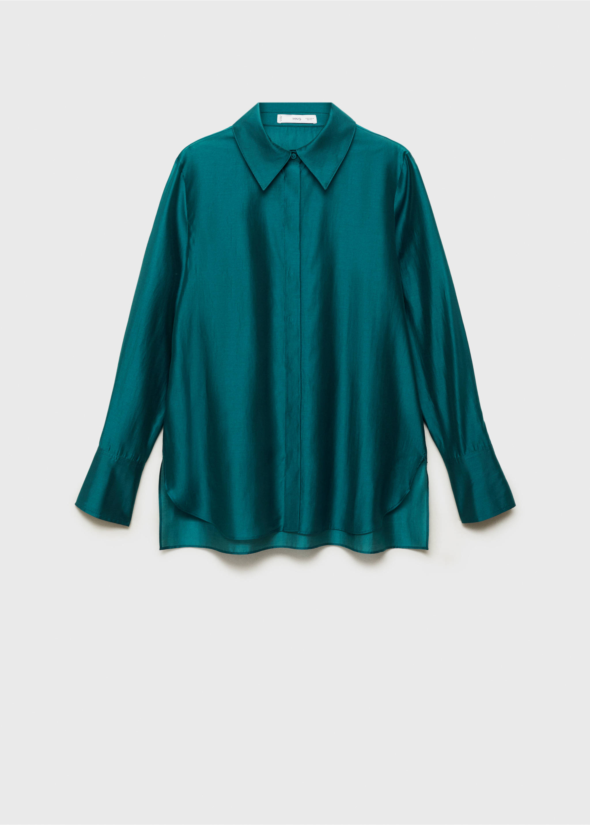Satin shirt with hidden buttons - Article without model, Medium Brown. Ref: 87070596-00.
