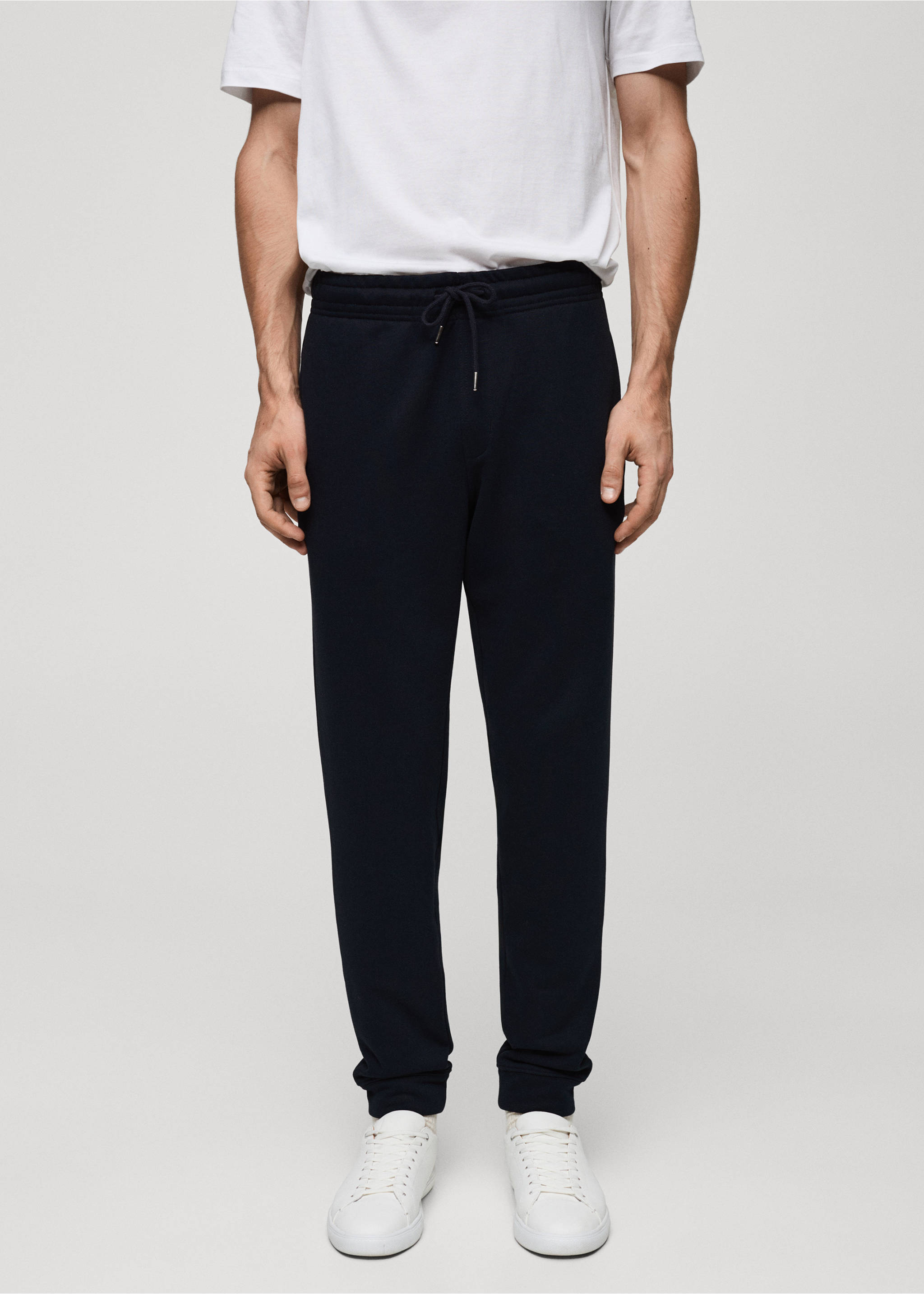Brushed joggers with elastic waistband - Medium plane, Dark Navy. Ref: 87070600-00.