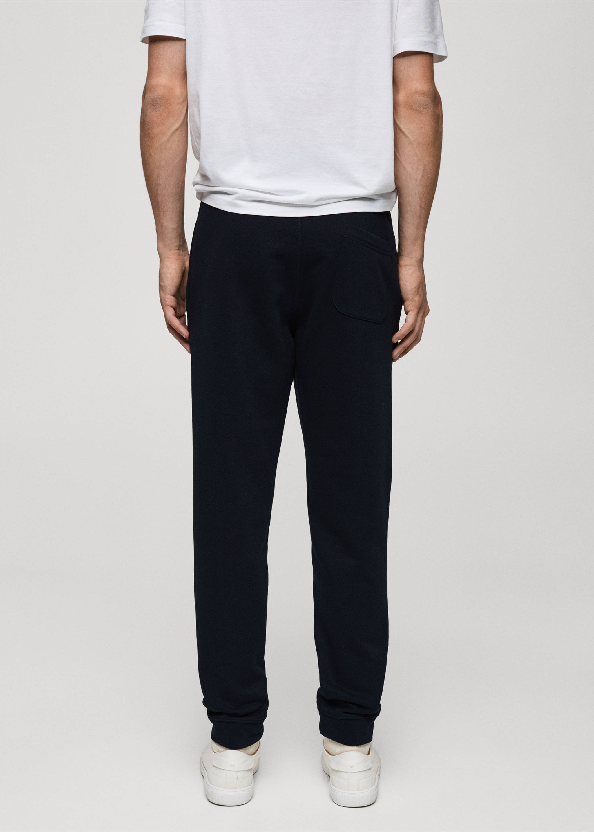 Brushed joggers with elastic waistband - Reverse of the article, Dark Navy. Ref: 87070600-00.