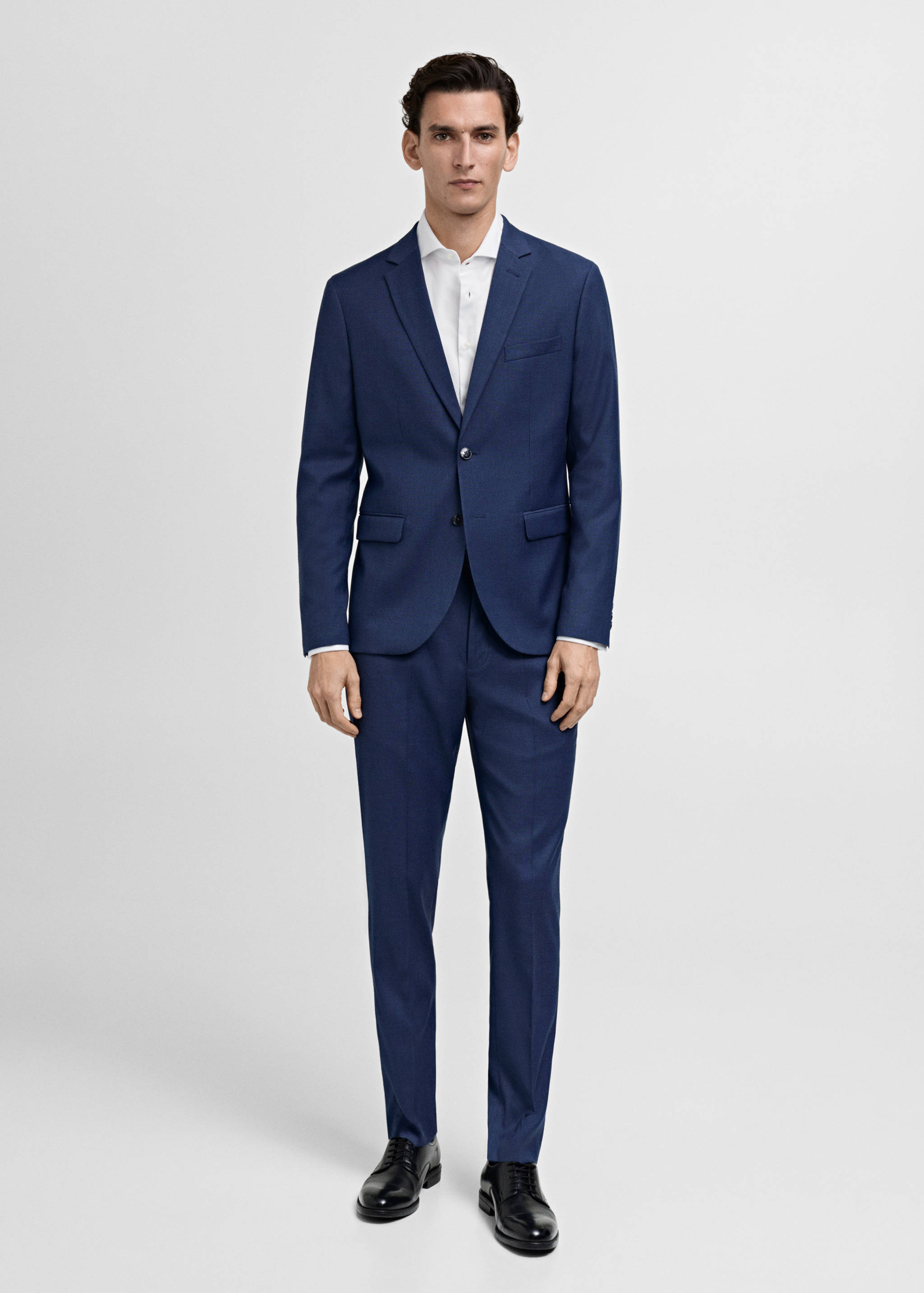 Slim-Fit-Oberhemd mit Manschettenknöpfen aus Twillgewebe - Allgemeine Ansicht