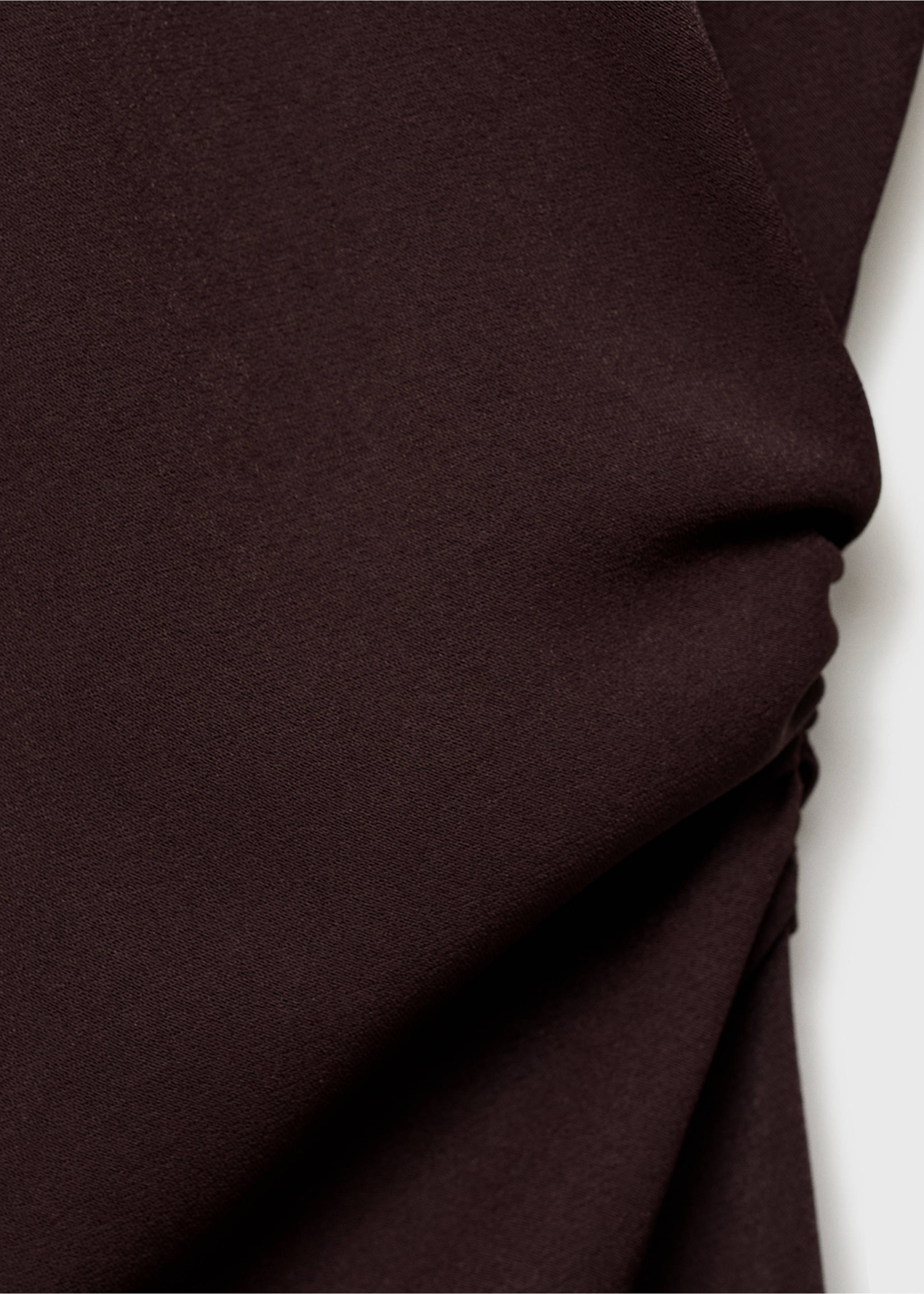 Midi-dress with draped waist - Details of the article 8, Brown. Ref: 87070609-00.