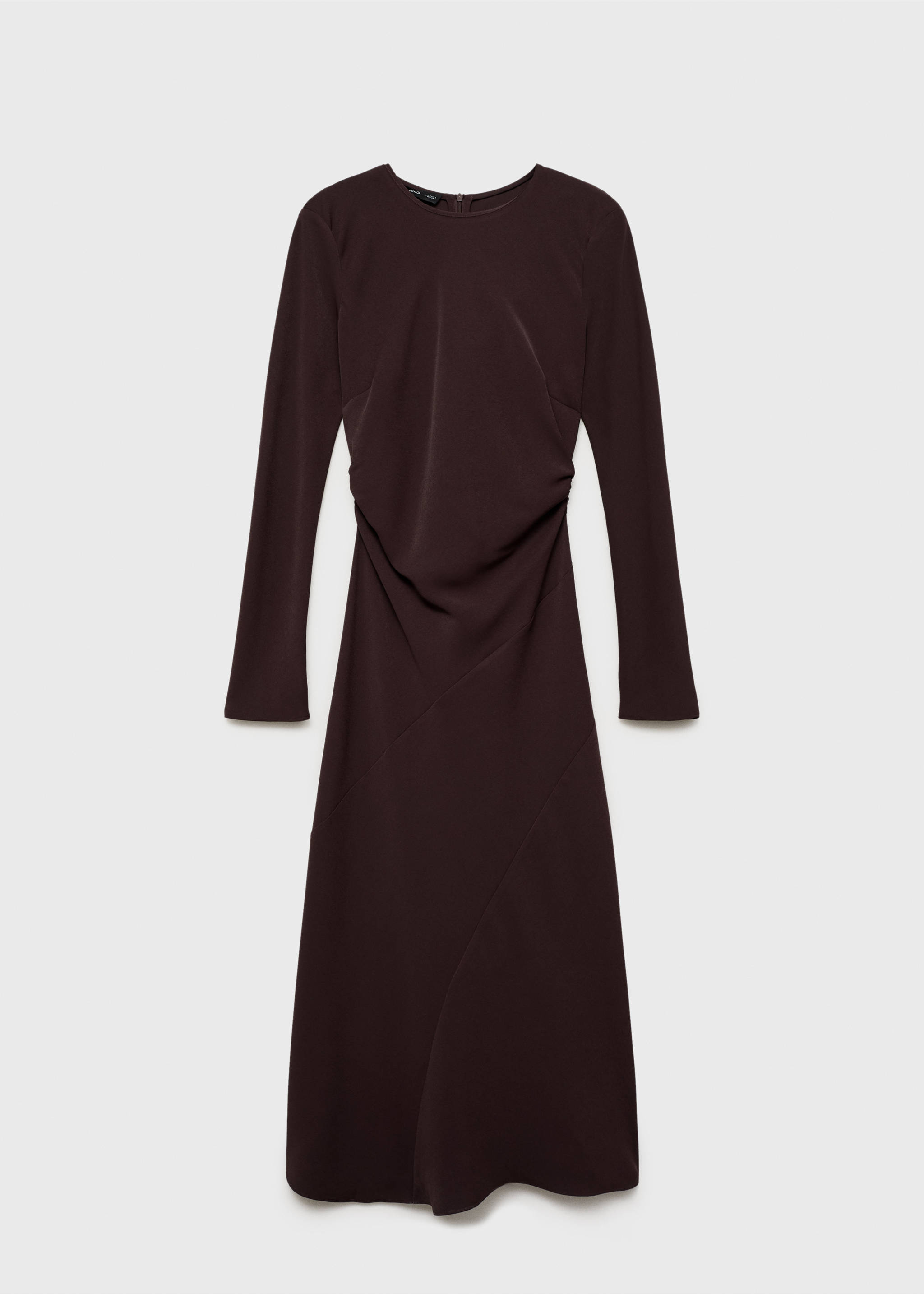 Midi-dress with draped waist - Article without model, Brown. Ref: 87070609-00.