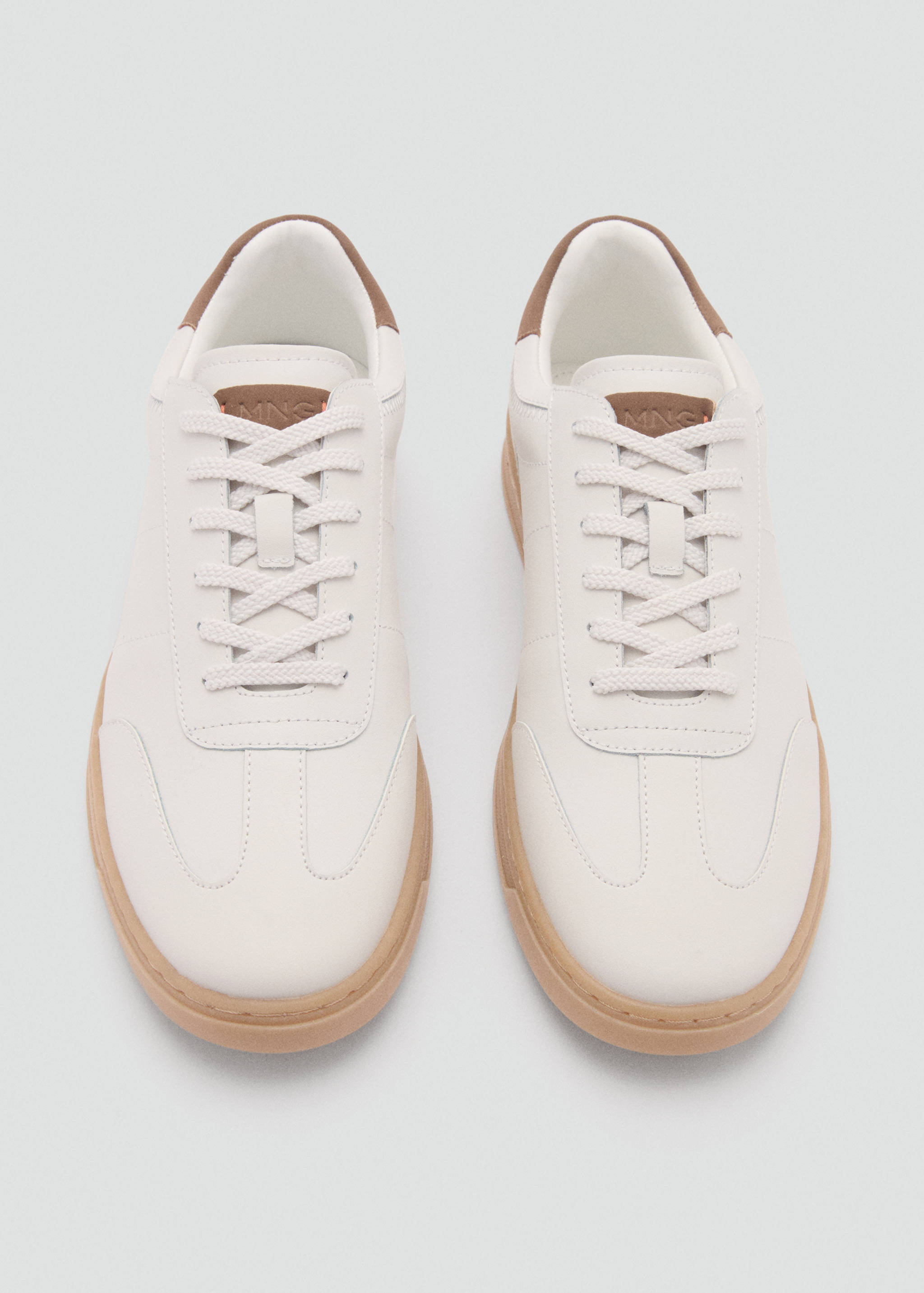 Contrasting panel leather sneakers - Details of the article 1
