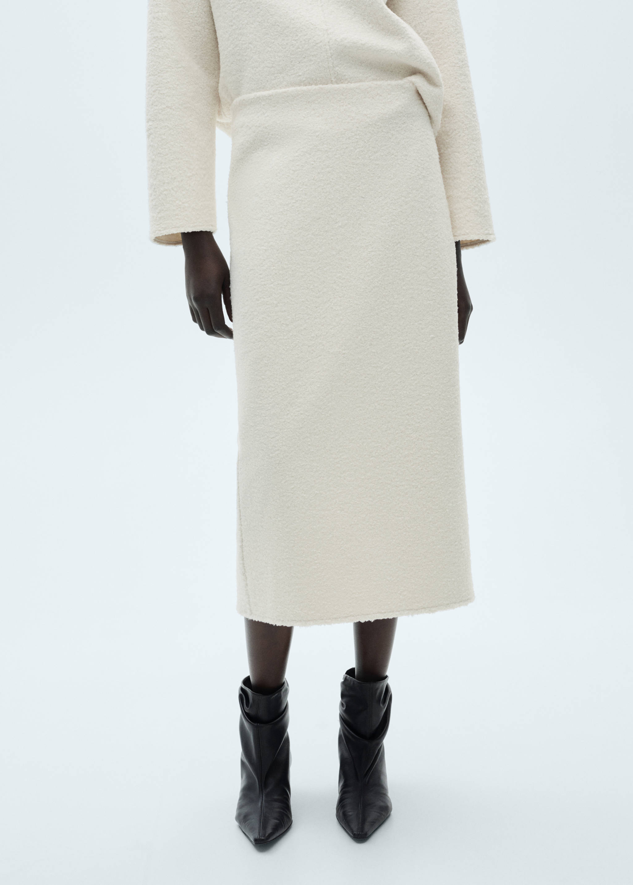 Jupe midi tissu bouclette - Plan moyen