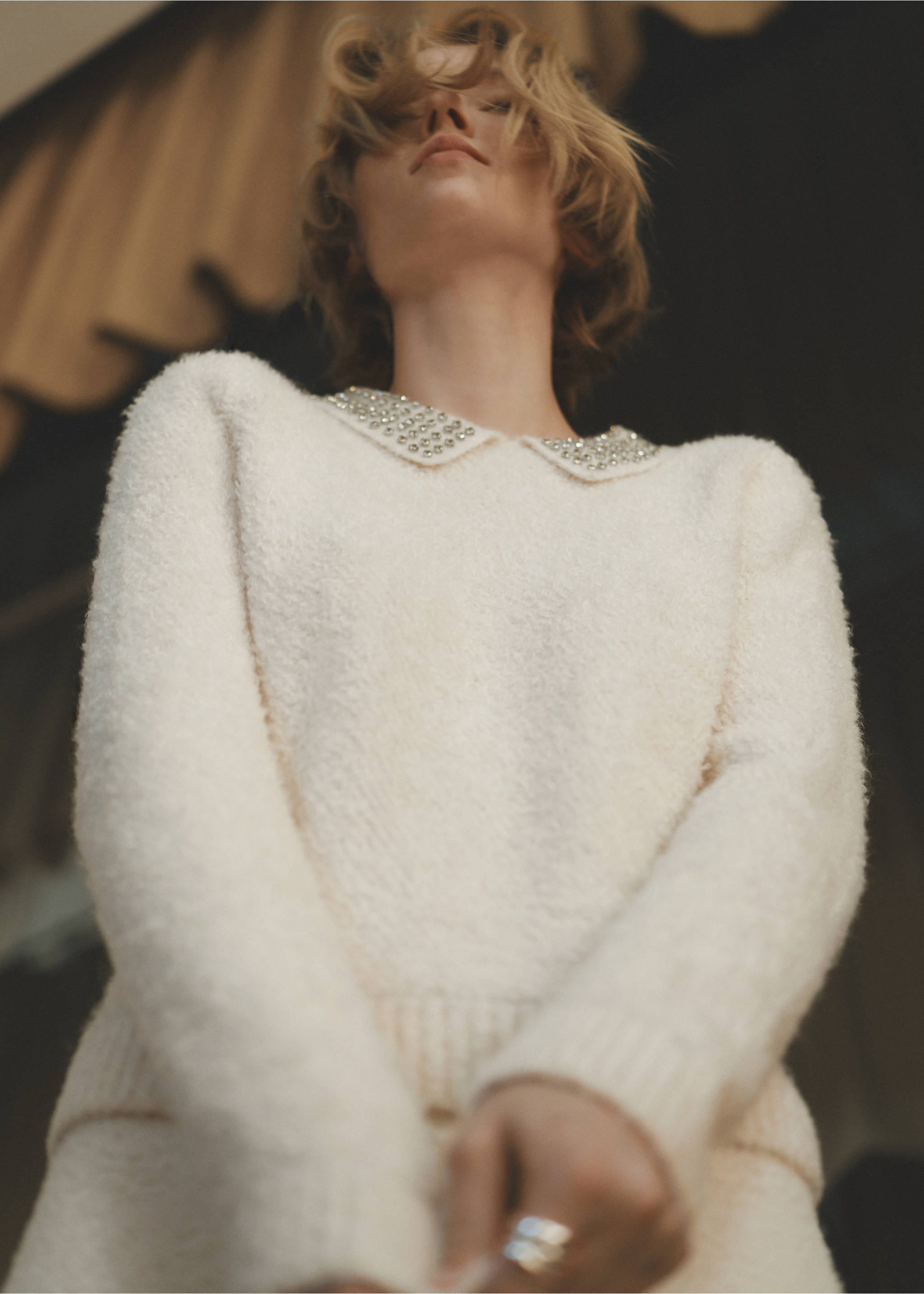 Jupe midi tissu bouclette - Détail de l'article 9, Écru. Ref: 87070611-00.