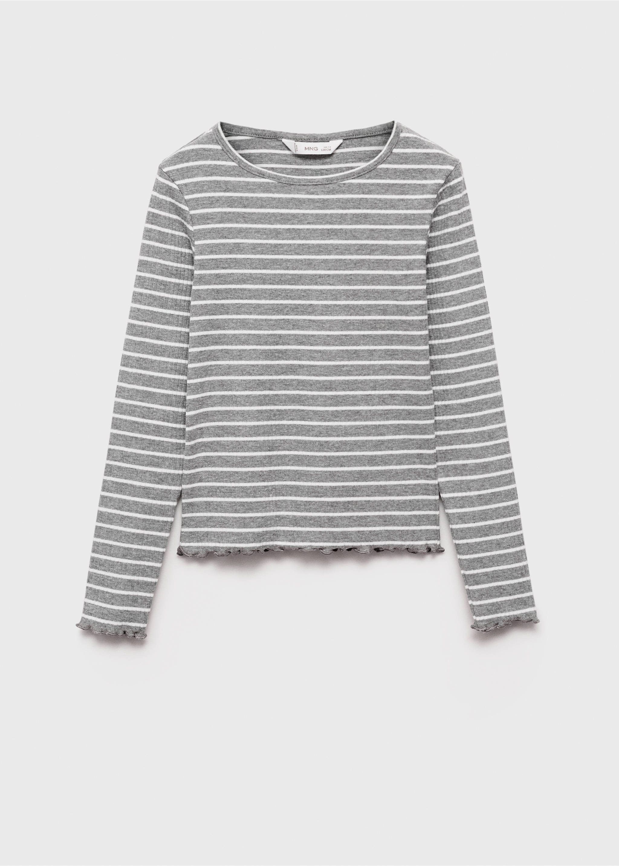 T-shirt à rayures côtelé - Article sans modèle, Gris chiné clair. Ref: 87070617-00.