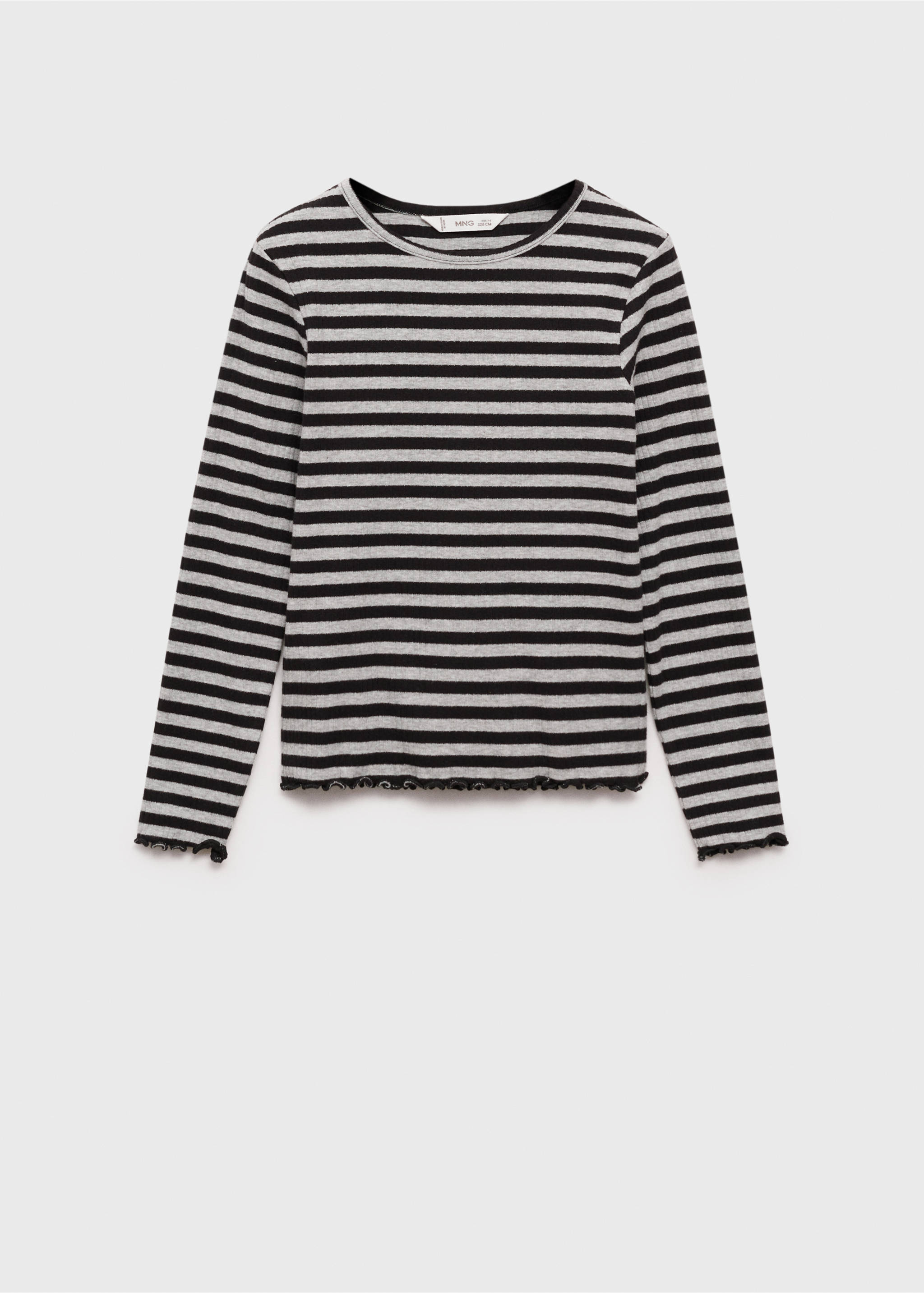 Striped rib T-shirt - Article without model, Dark Heather Grey. Ref: 87070617-00.