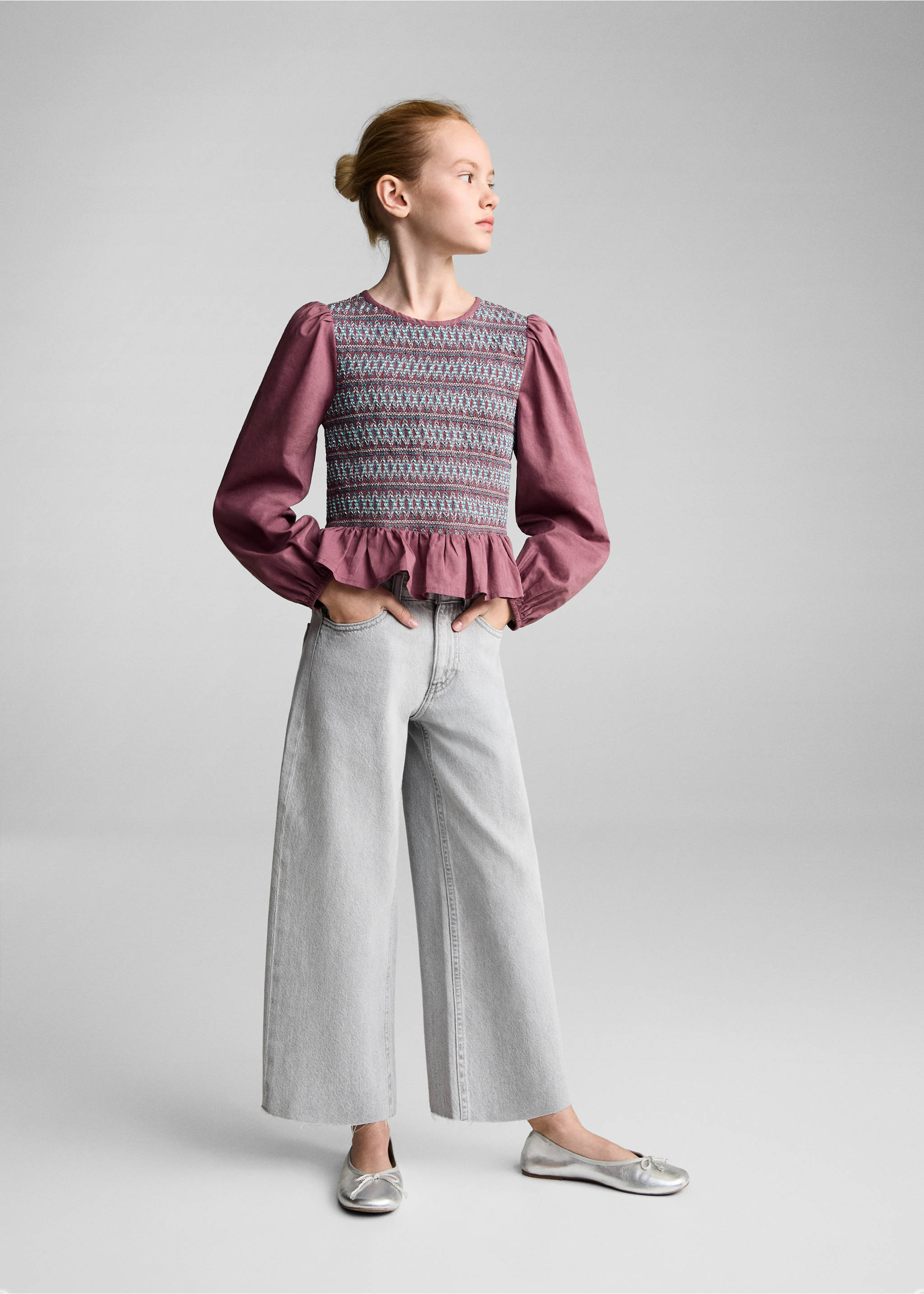 Honeycomb pattern blouse - General plane, Maroon. Ref: 87070622-00.