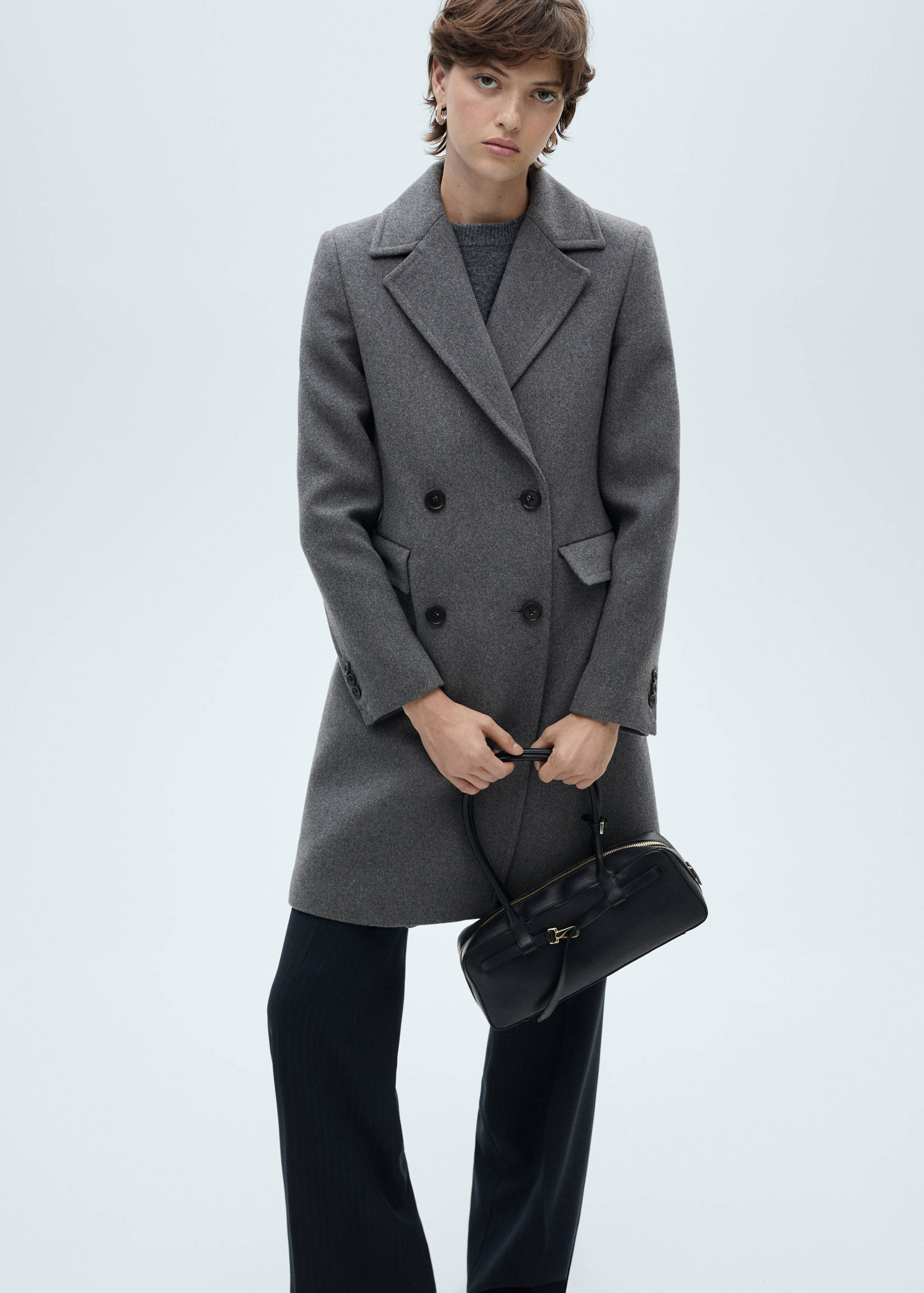 Double-breasted wool midi coat - Medium plane