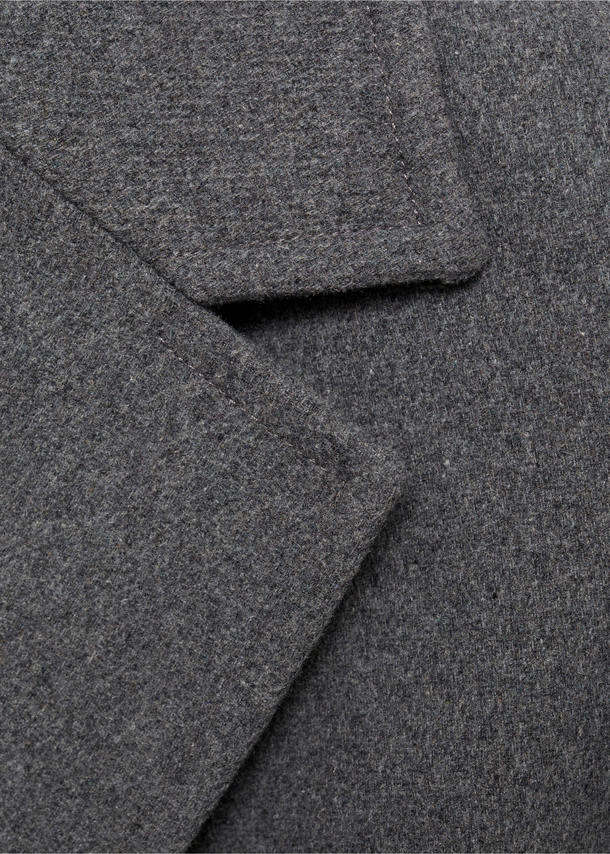 Abrigo midi lana doble botonadura - Detalle del artículo 8, Gris. Ref: 87070623-00.