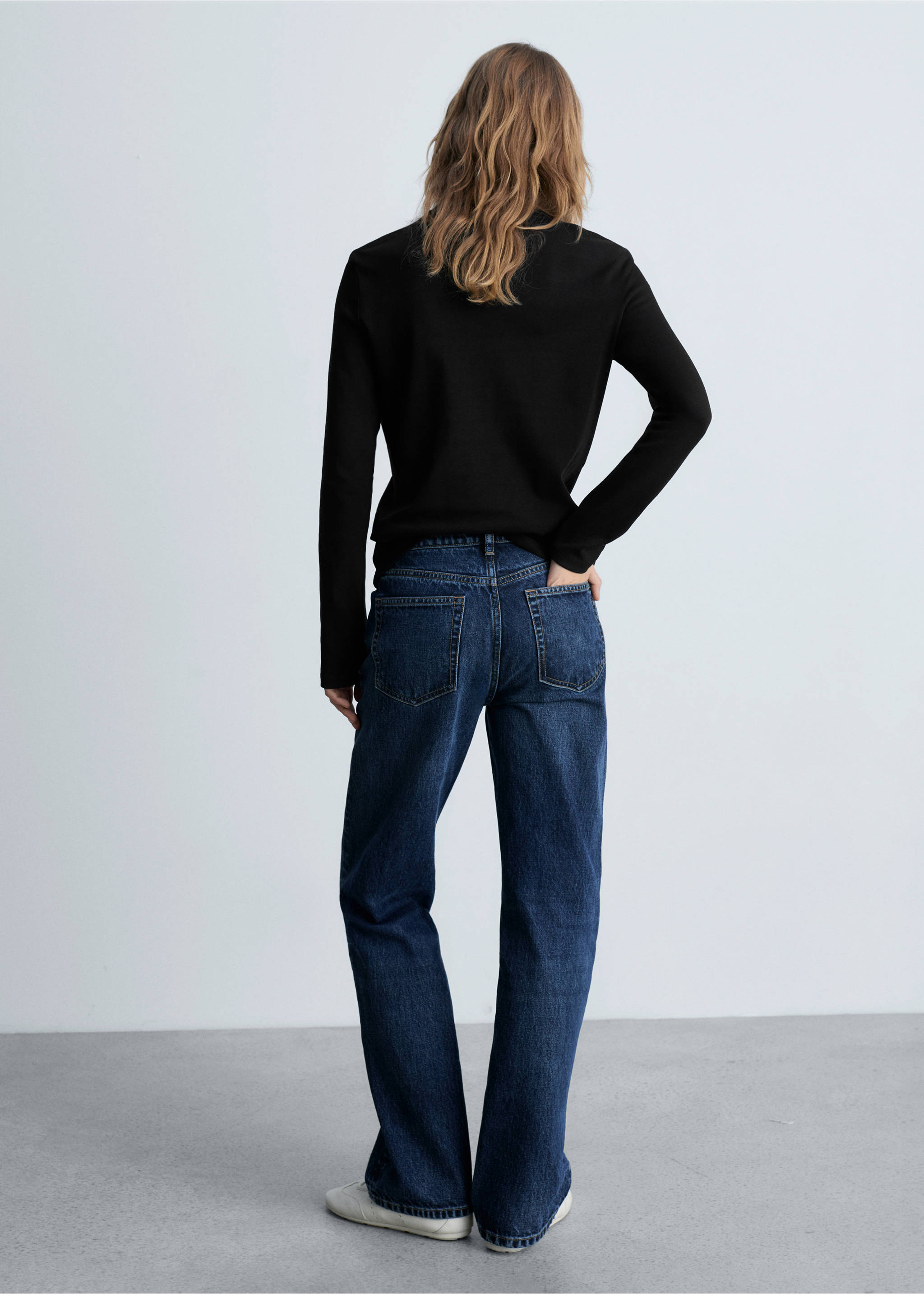 Long sleeve cotton t-shirt - Reverse of the article, Black. Ref: 87070624-00.