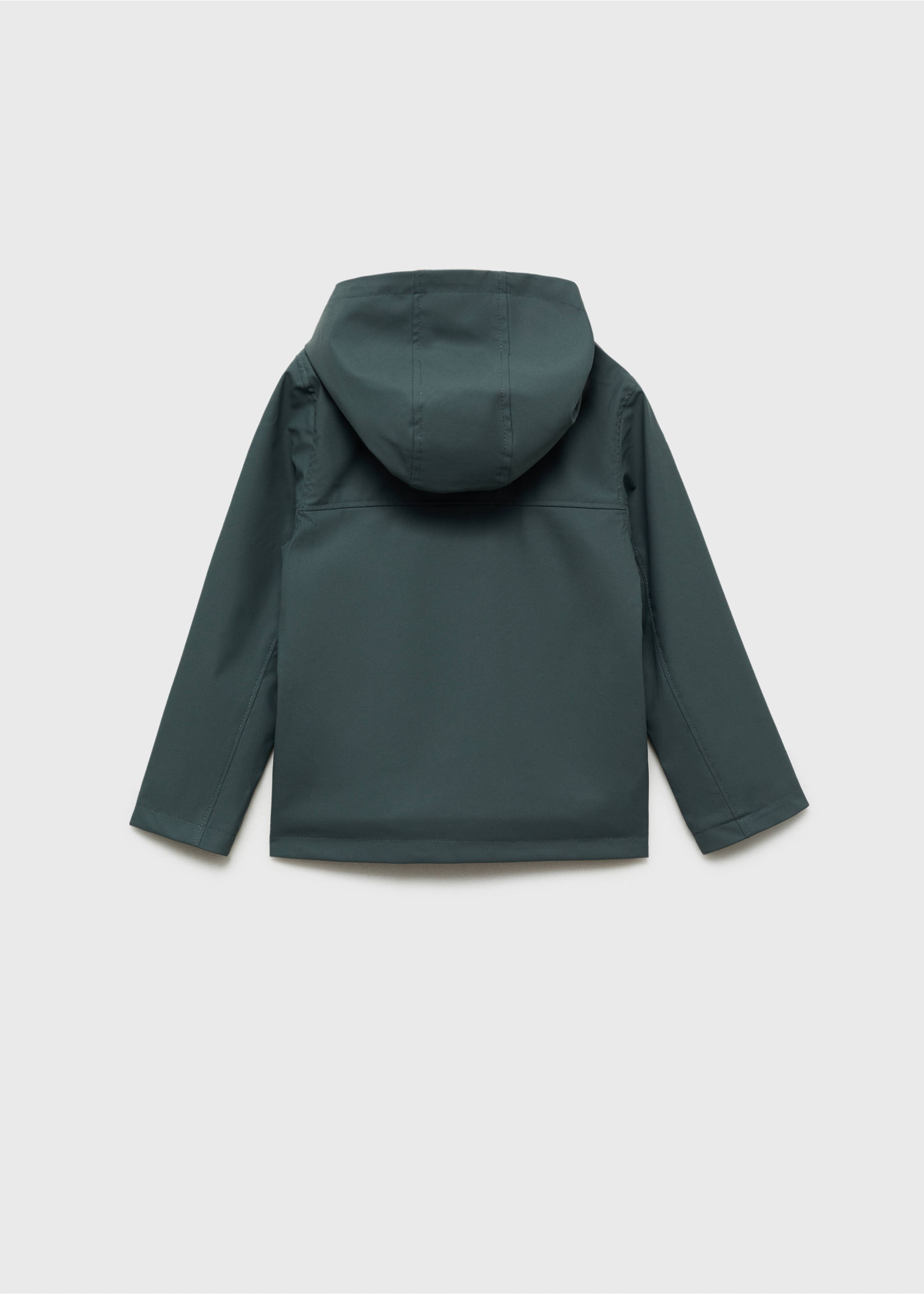 Hooded water-repellent coat - Reverse of the article, Dark Green. Ref: 87070627-00.