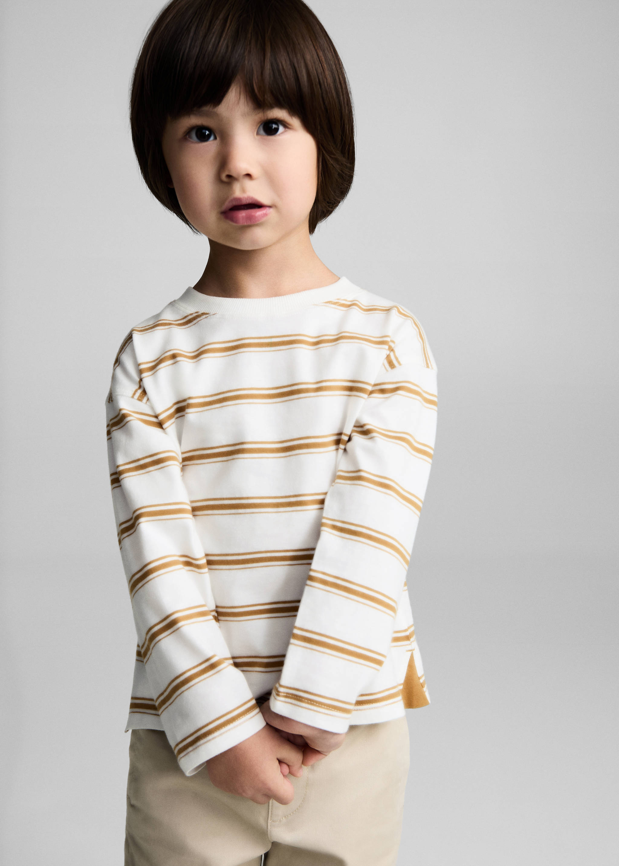 Triple-striped t-shirt - Medium plane, Ochre. Ref: 87070629-00.
