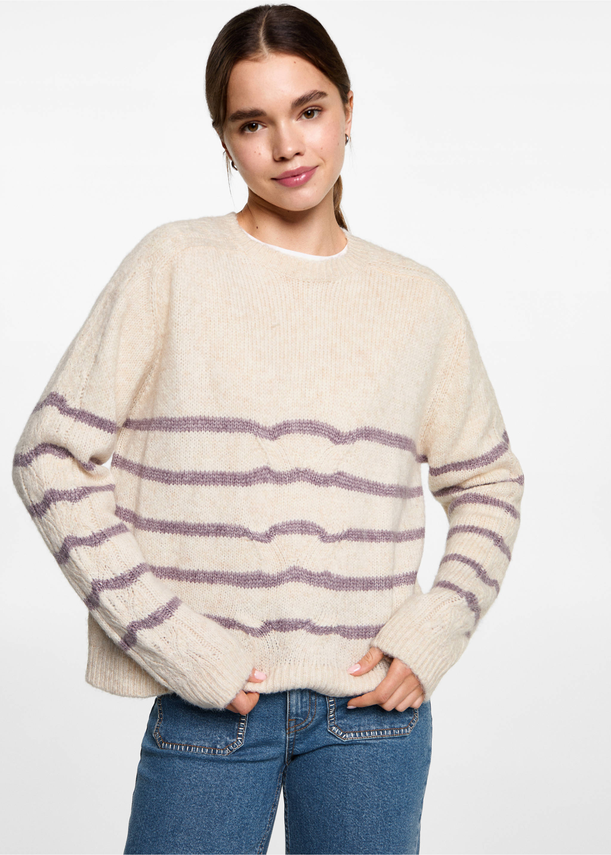 Oversized striped sweater - Medium plane, Off White. Ref: 87070632-00.