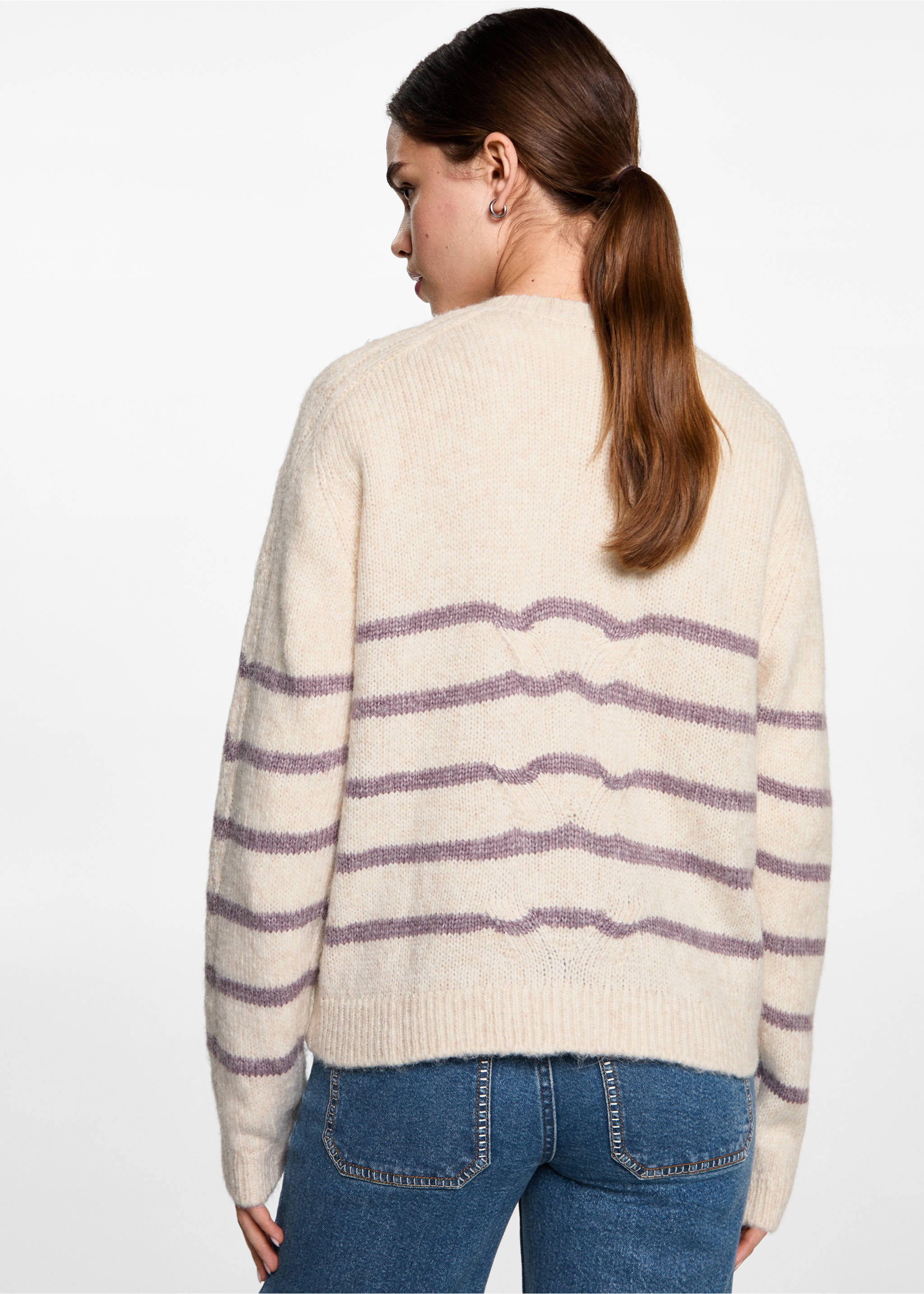 Oversized striped sweater - Reverse of the article, Off White. Ref: 87070632-00.