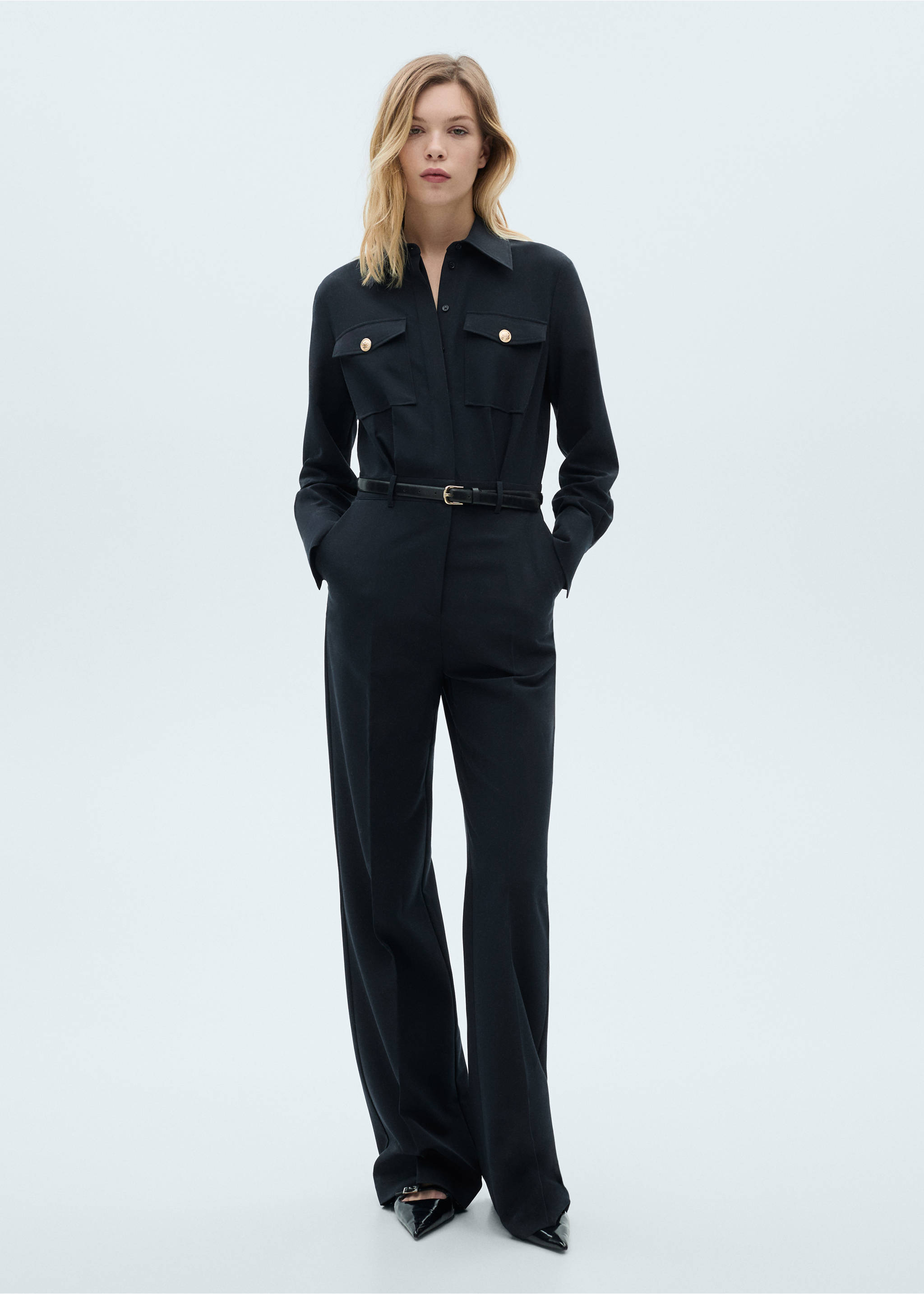 Straight-fit jumpsuit with belt - General plane, Dark Navy. Ref: 87070636-00.