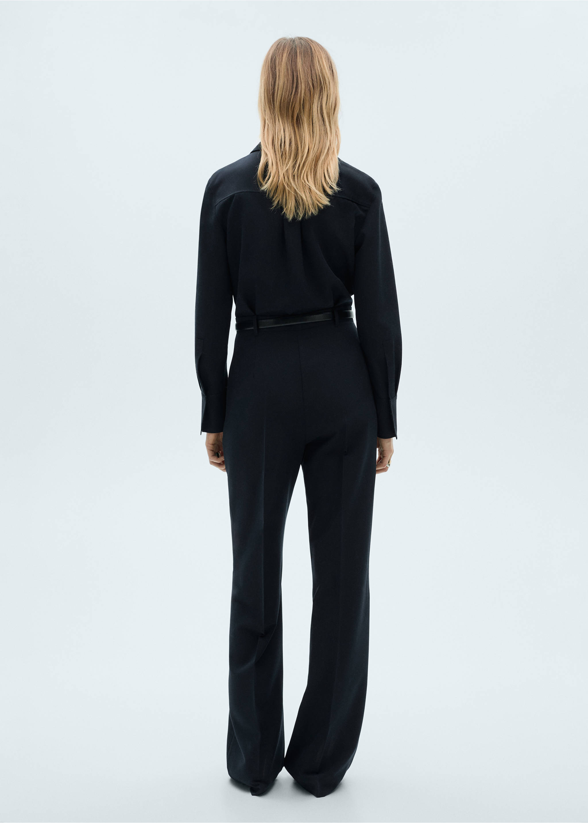 Straight-fit jumpsuit with belt - Reverse of the article, Dark Navy. Ref: 87070636-00.