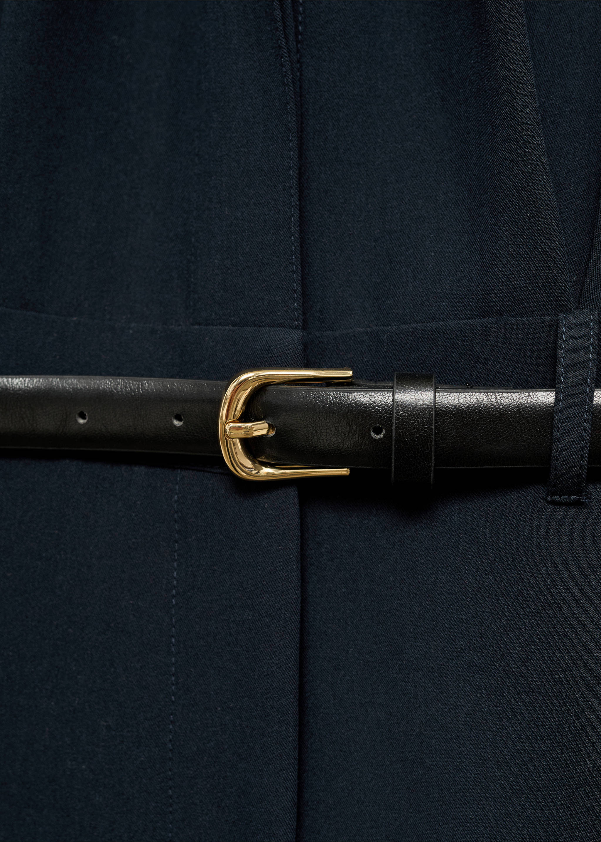 Straight-fit jumpsuit with belt - Details of the article 8, Dark Navy. Ref: 87070636-00.