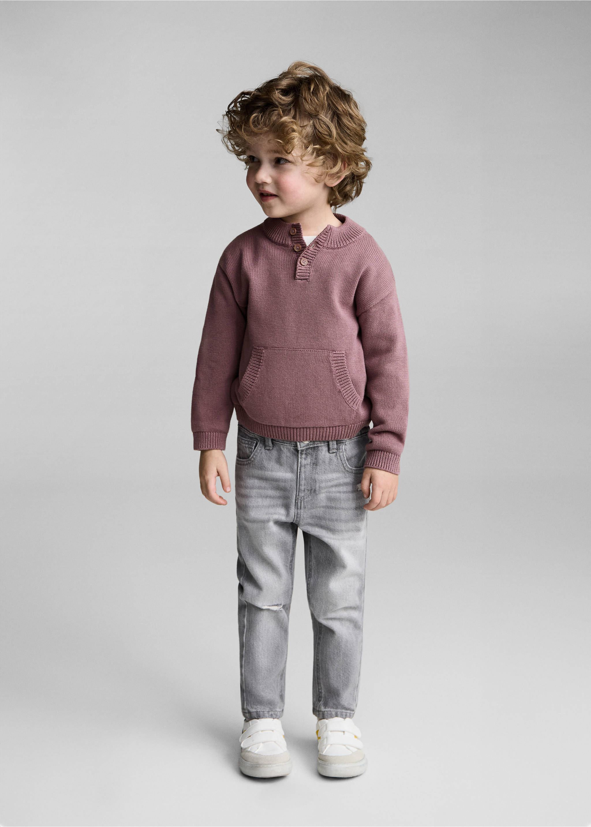 Svetr s klokaní kapsou - Celkový náhled, Třešeň. Ref: 87070638-00.