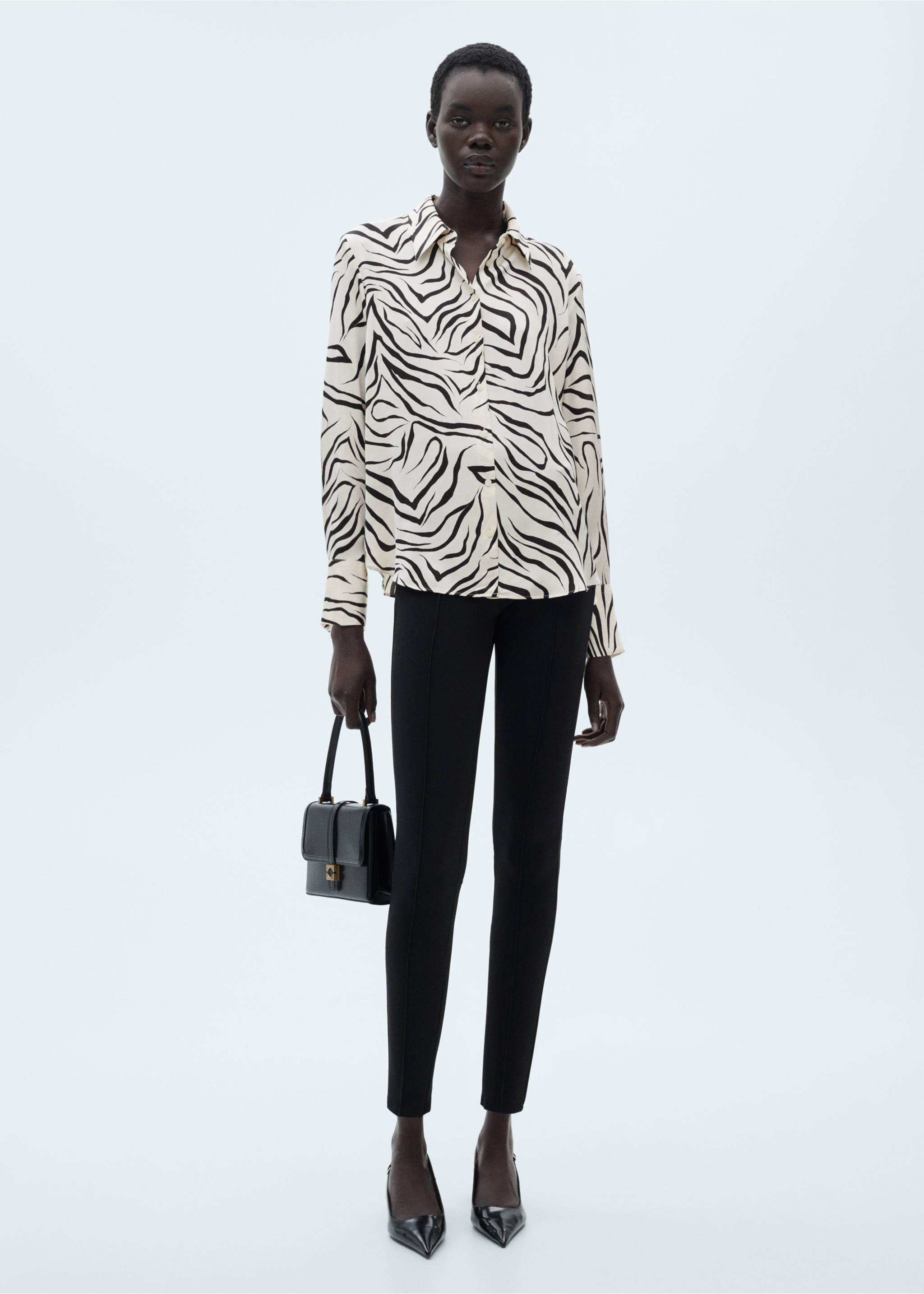 Satin print shirt - General plane, Ecru. Ref: 87070639-00.