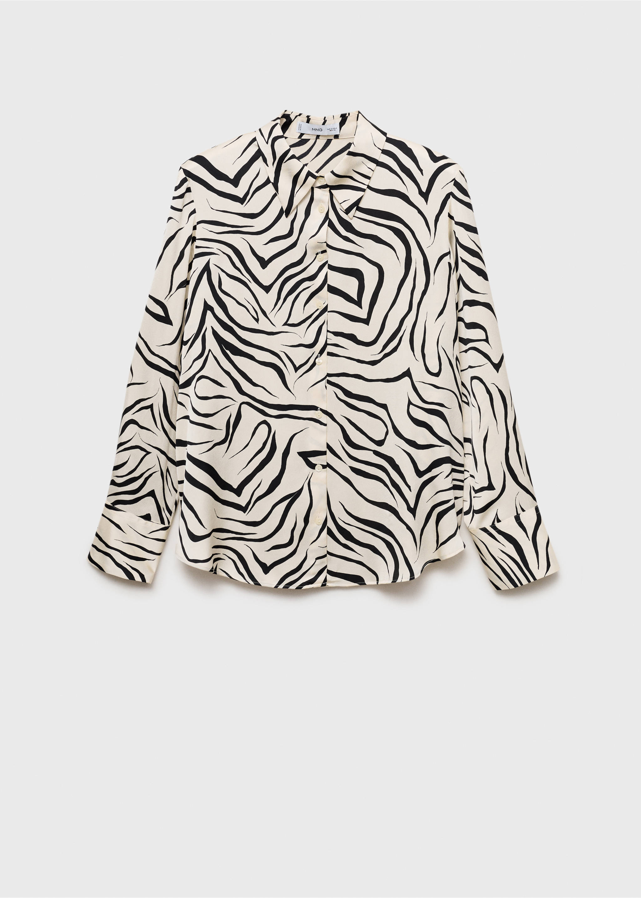 Satin print shirt - Article without model, Ecru. Ref: 87070639-00.