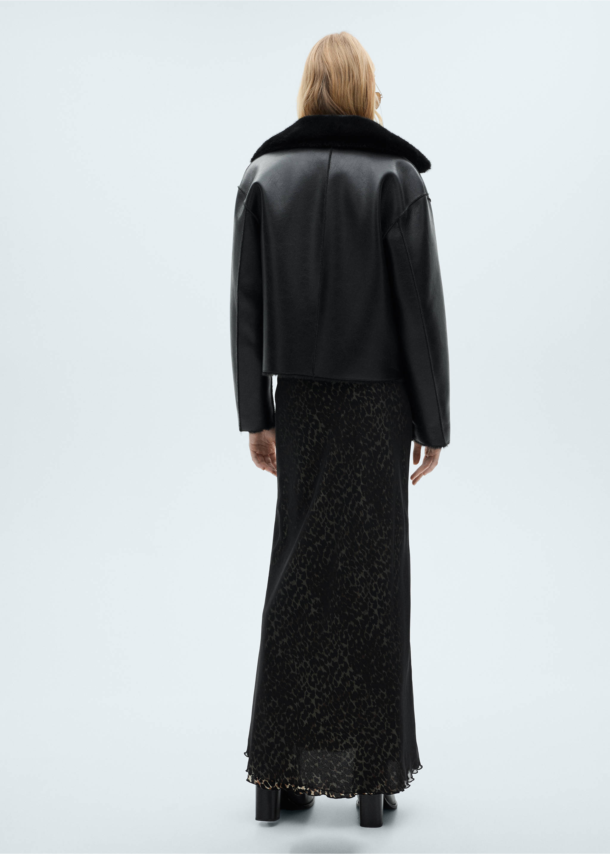 Veste double face simili-cuir poches - Verso de l’article, Noir. Ref: 87070642-00.