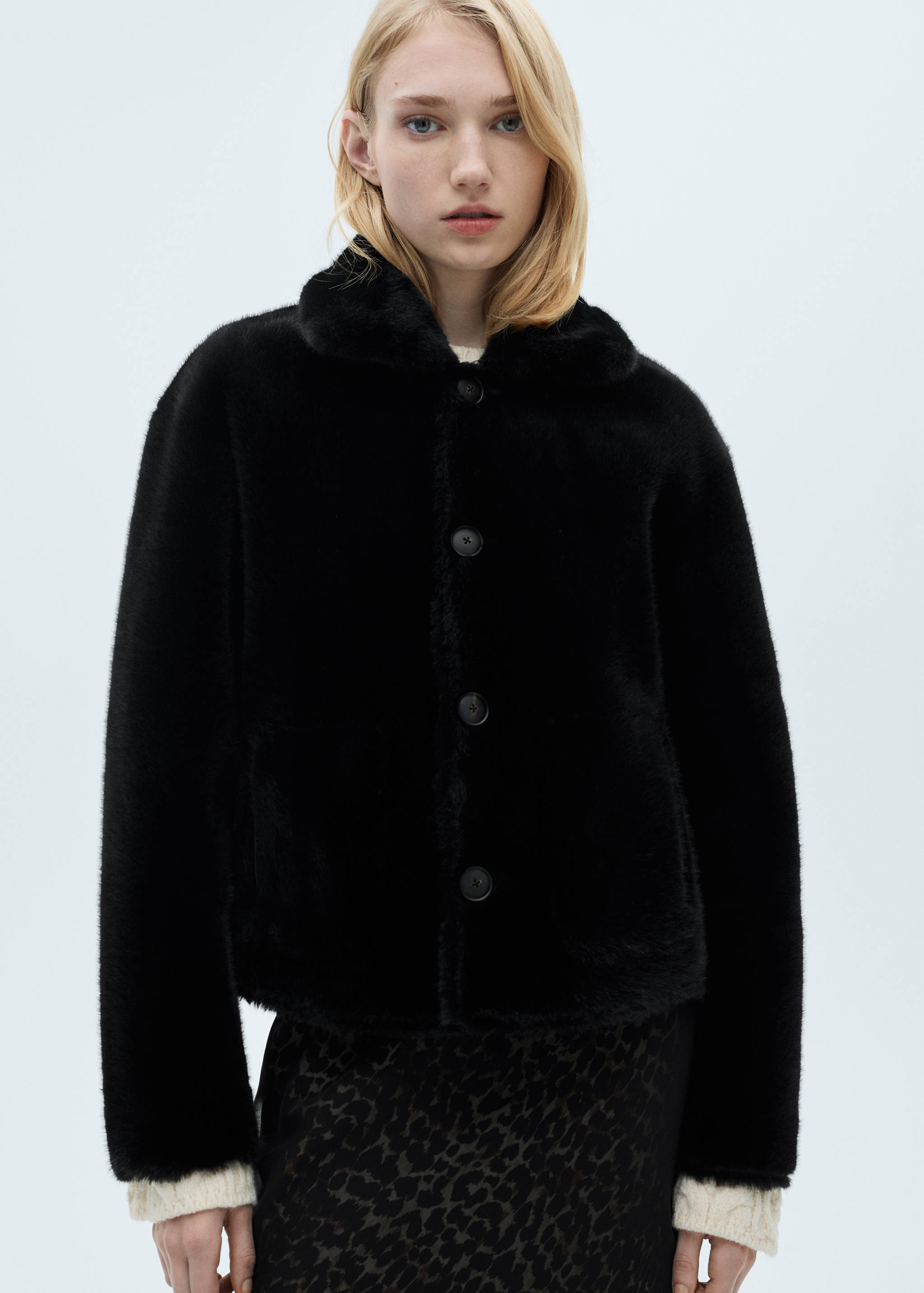 Double-sided faux-leather jacket with pockets - Details of the article 4