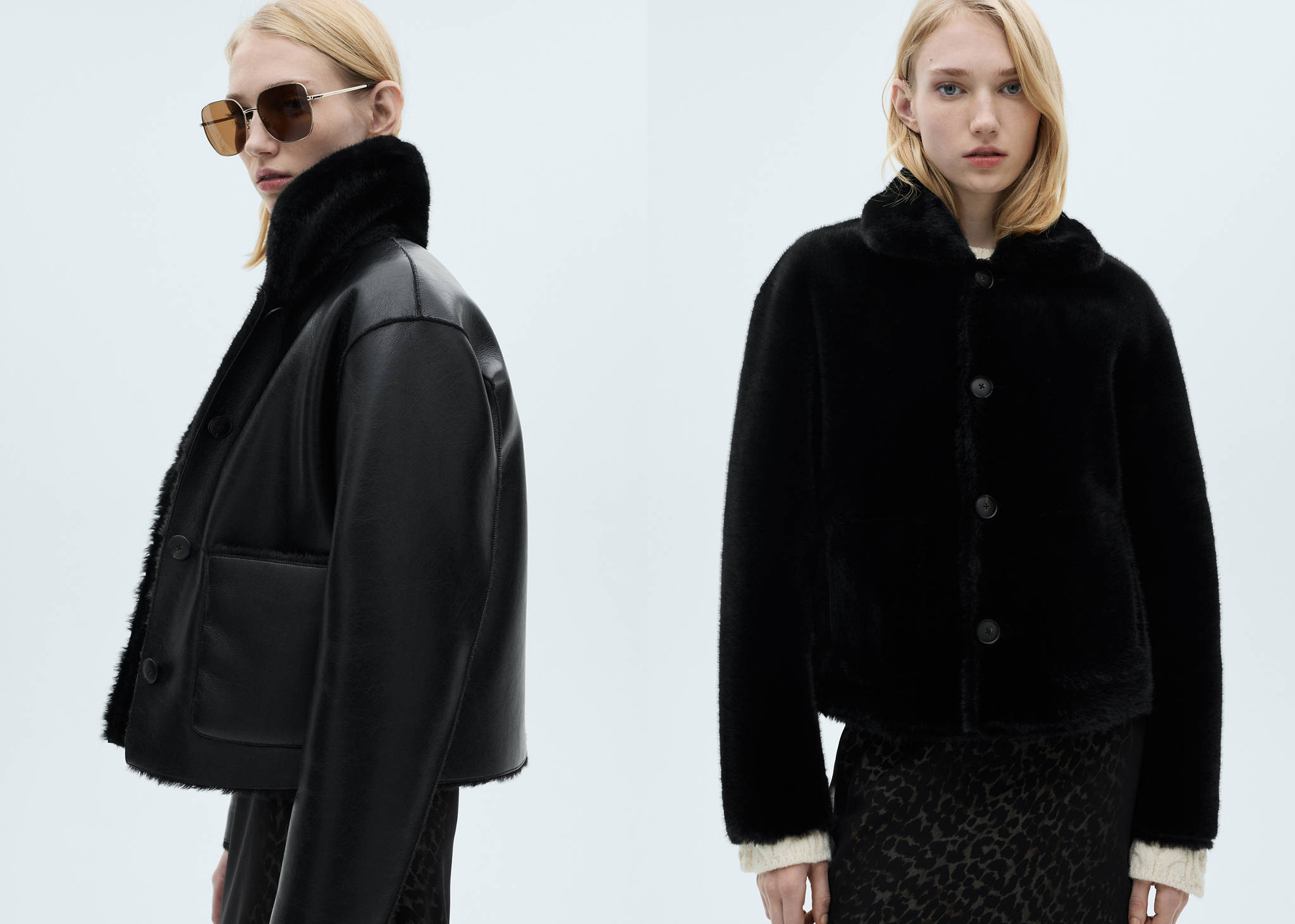 Veste double face simili-cuir poches - Plan panoramique