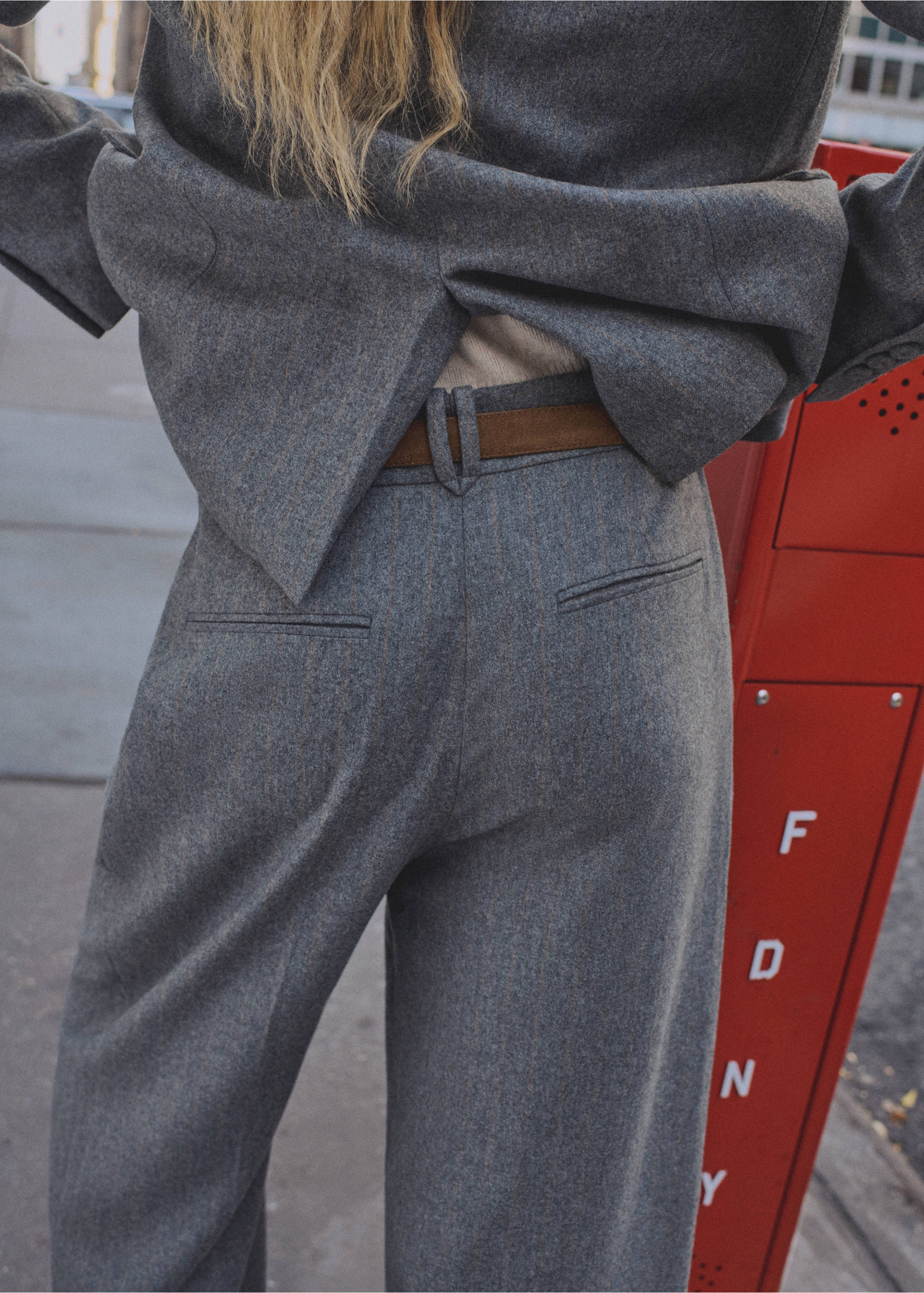 Wool-blend suit trousers - Details of the article 3, Grey. Ref: 87070653-00.