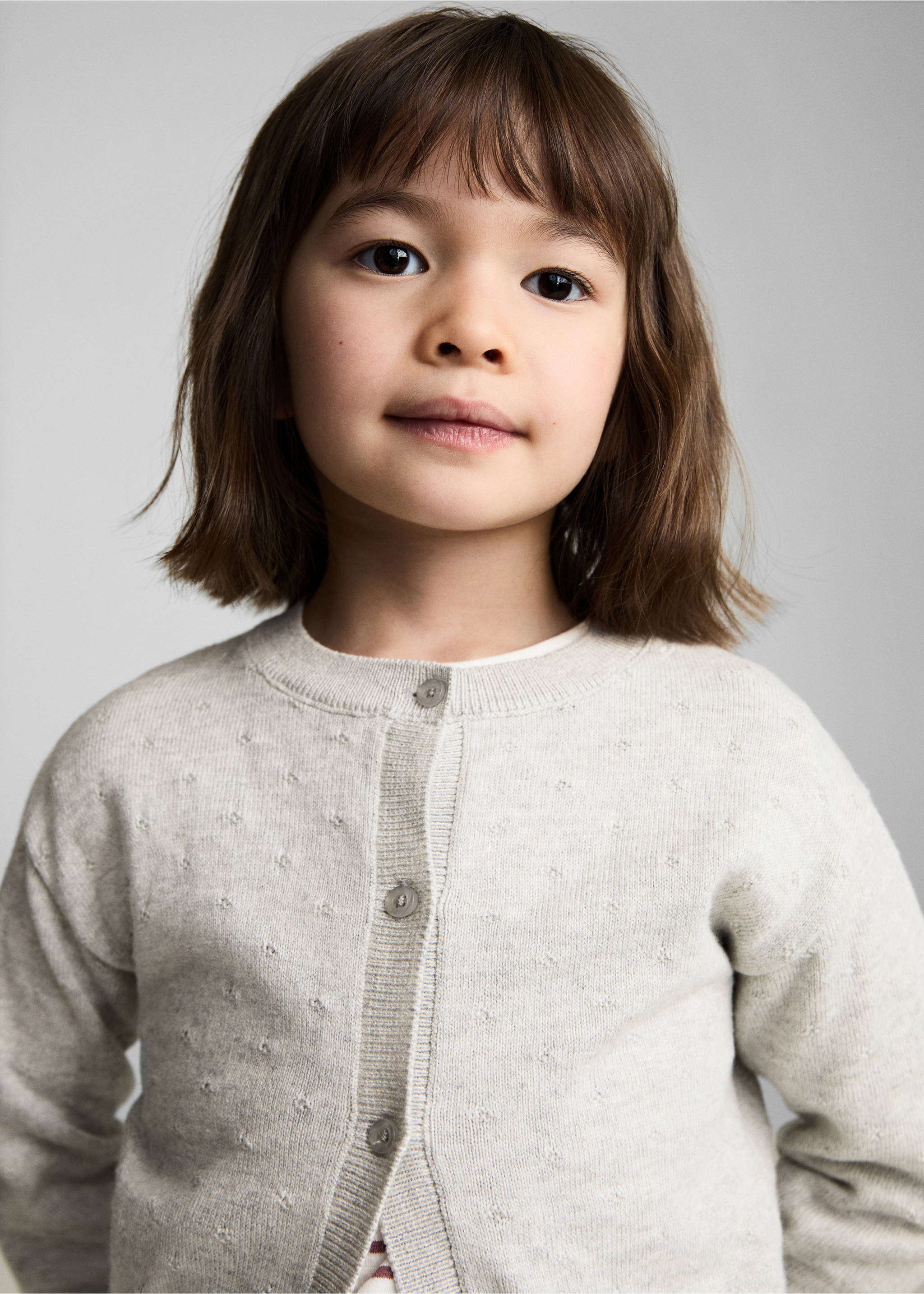 Button knit cardigan - Details of the article 1, Light Heather Grey. Ref: 87071055-00.