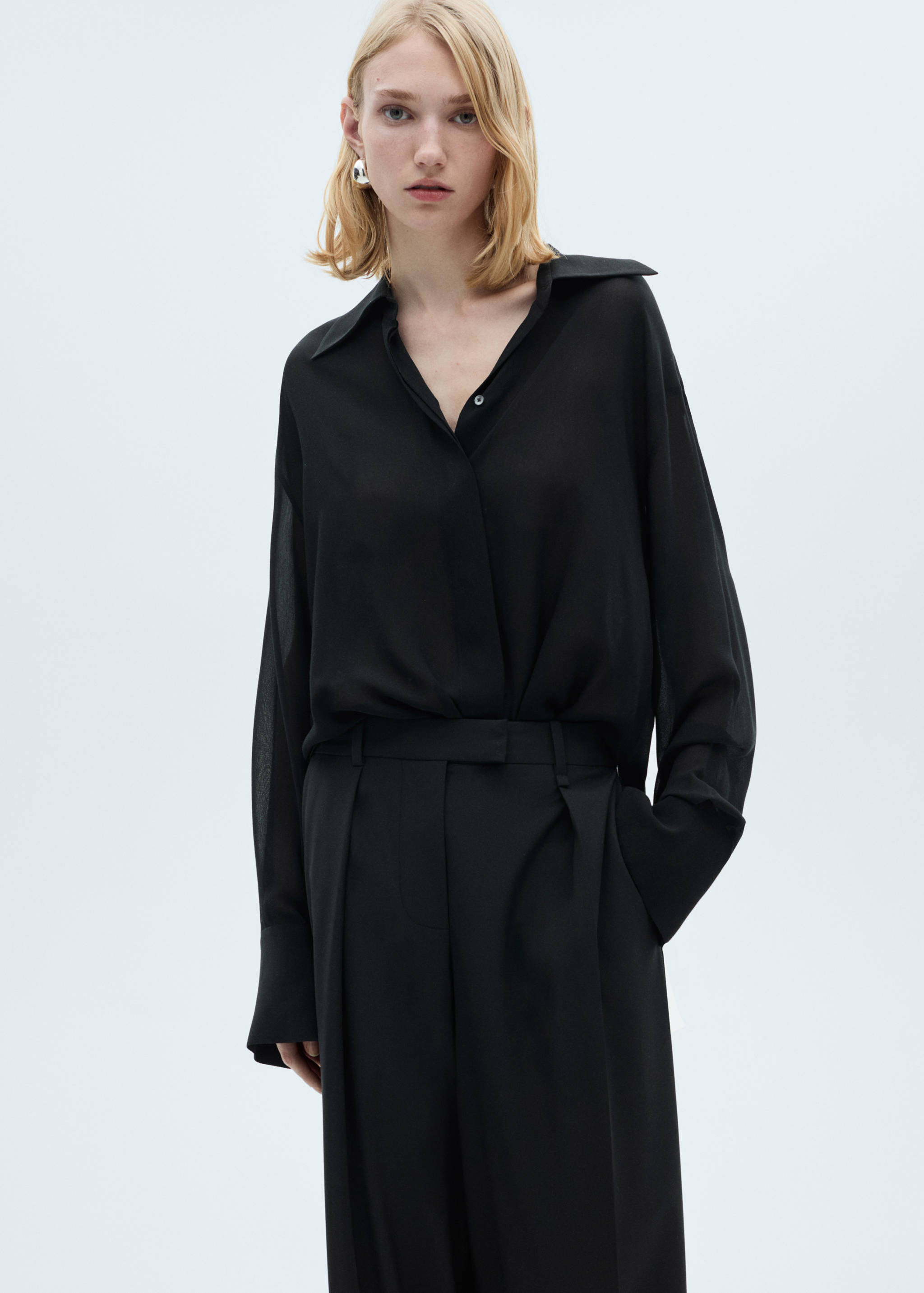 Straight-fit pleated trousers - Details of the article 1