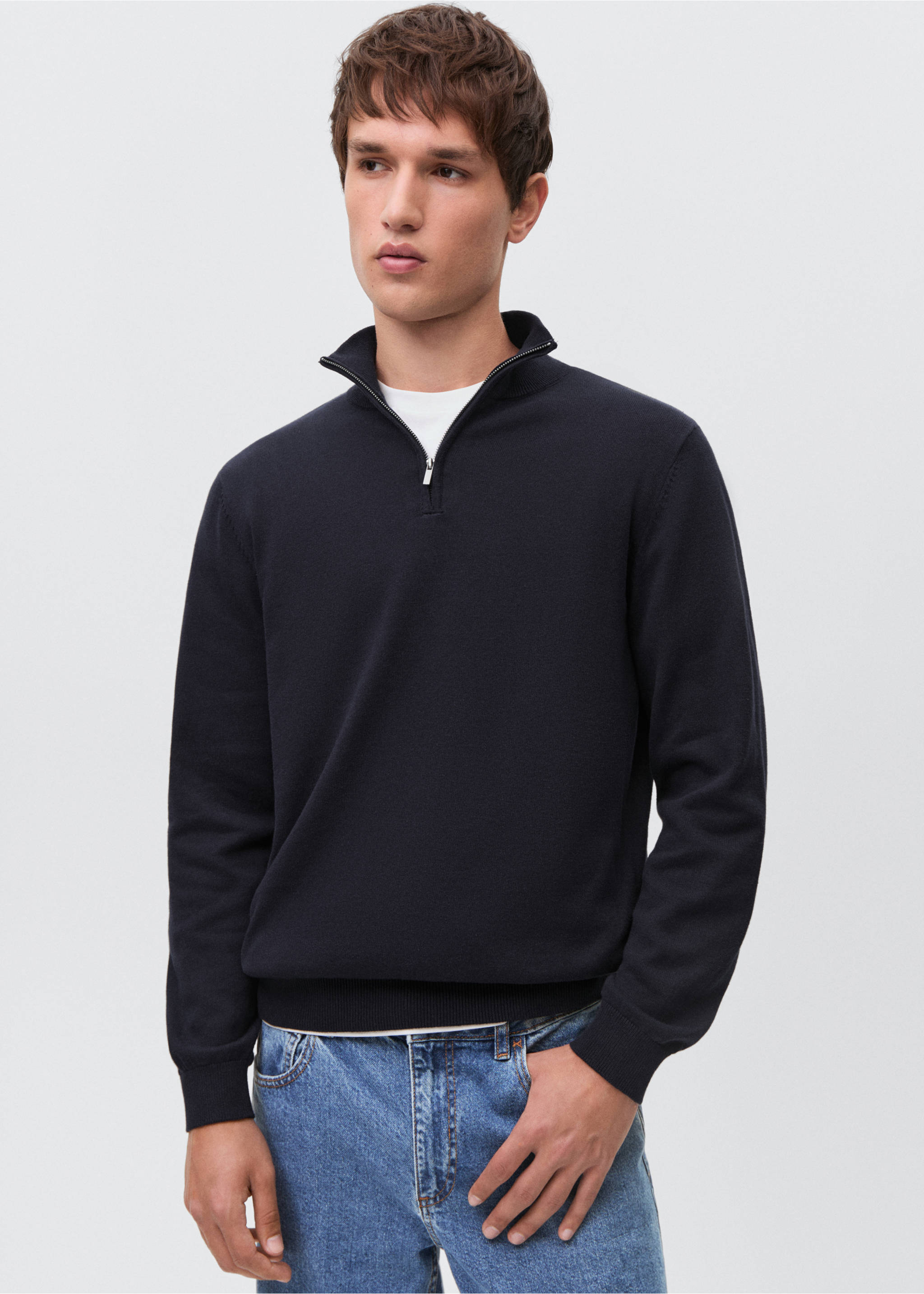 Jersei coll perkins - Pla mig, Blau marí fosc. Ref: 87071057-00.