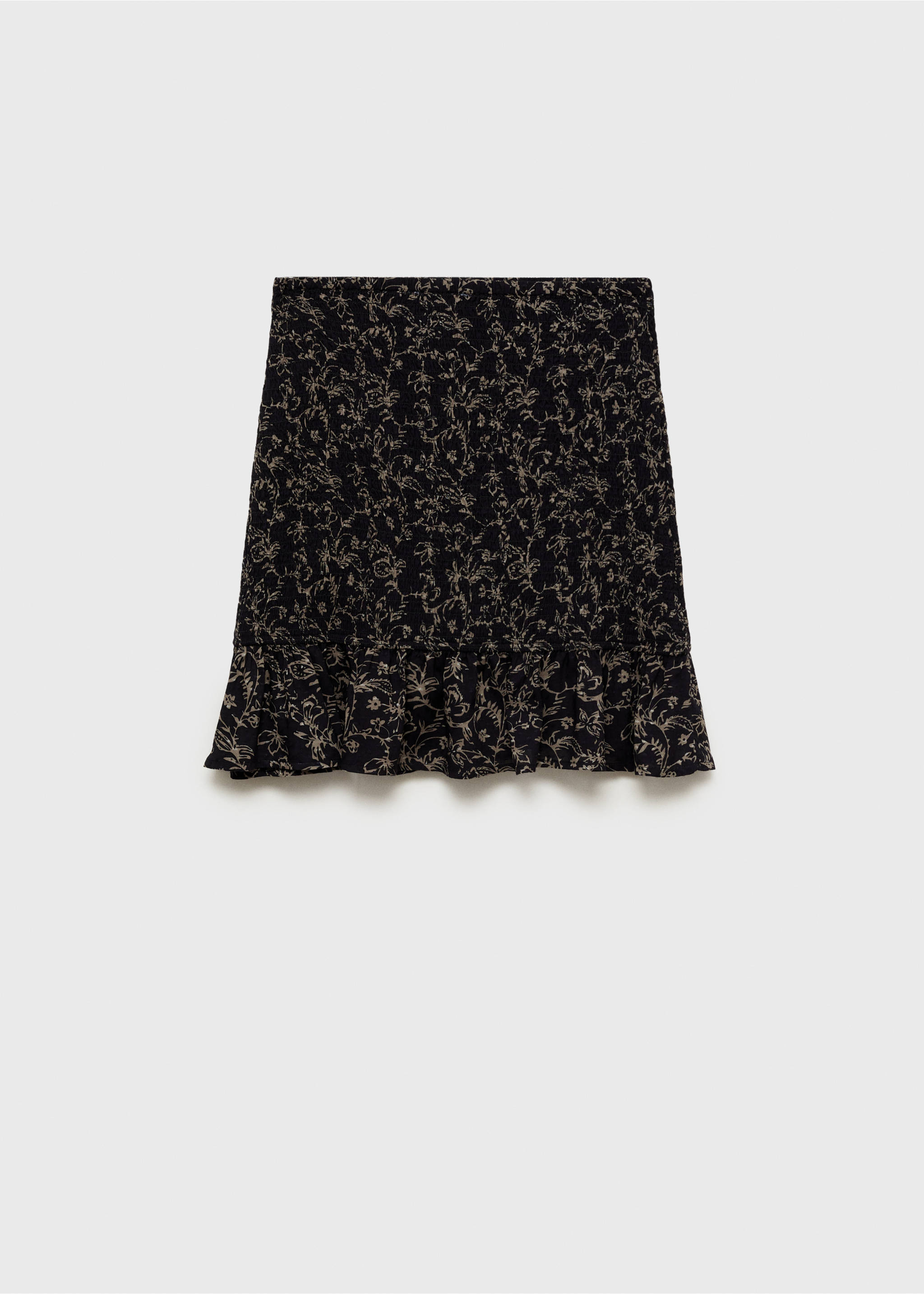 Gathered skirt with ruffle - Article without model, Black. Ref: 87071512-00.