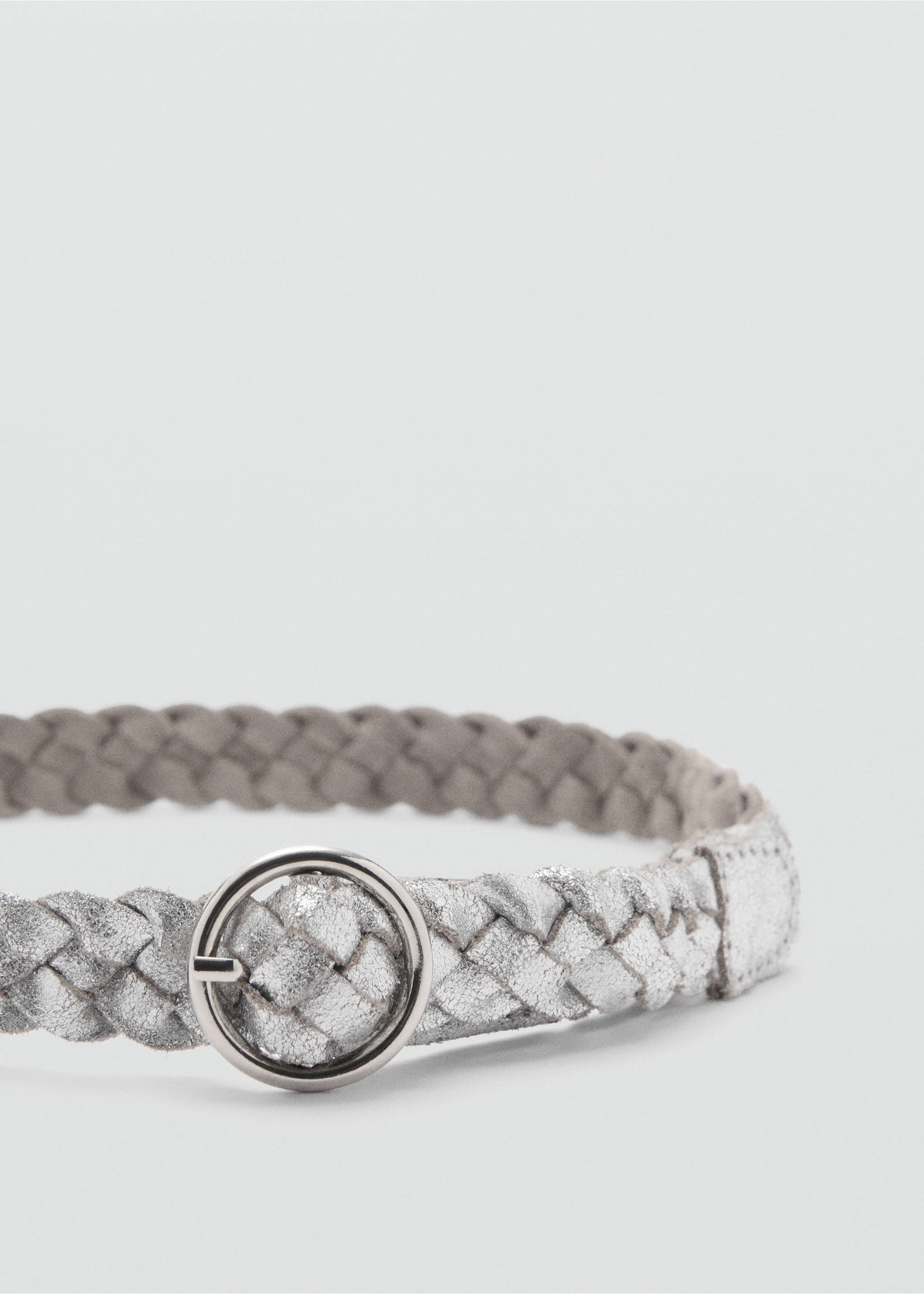 Zapletený pásek 100% kůže - Detail zboží 1, Stříbrná. Ref: 87071516-00.