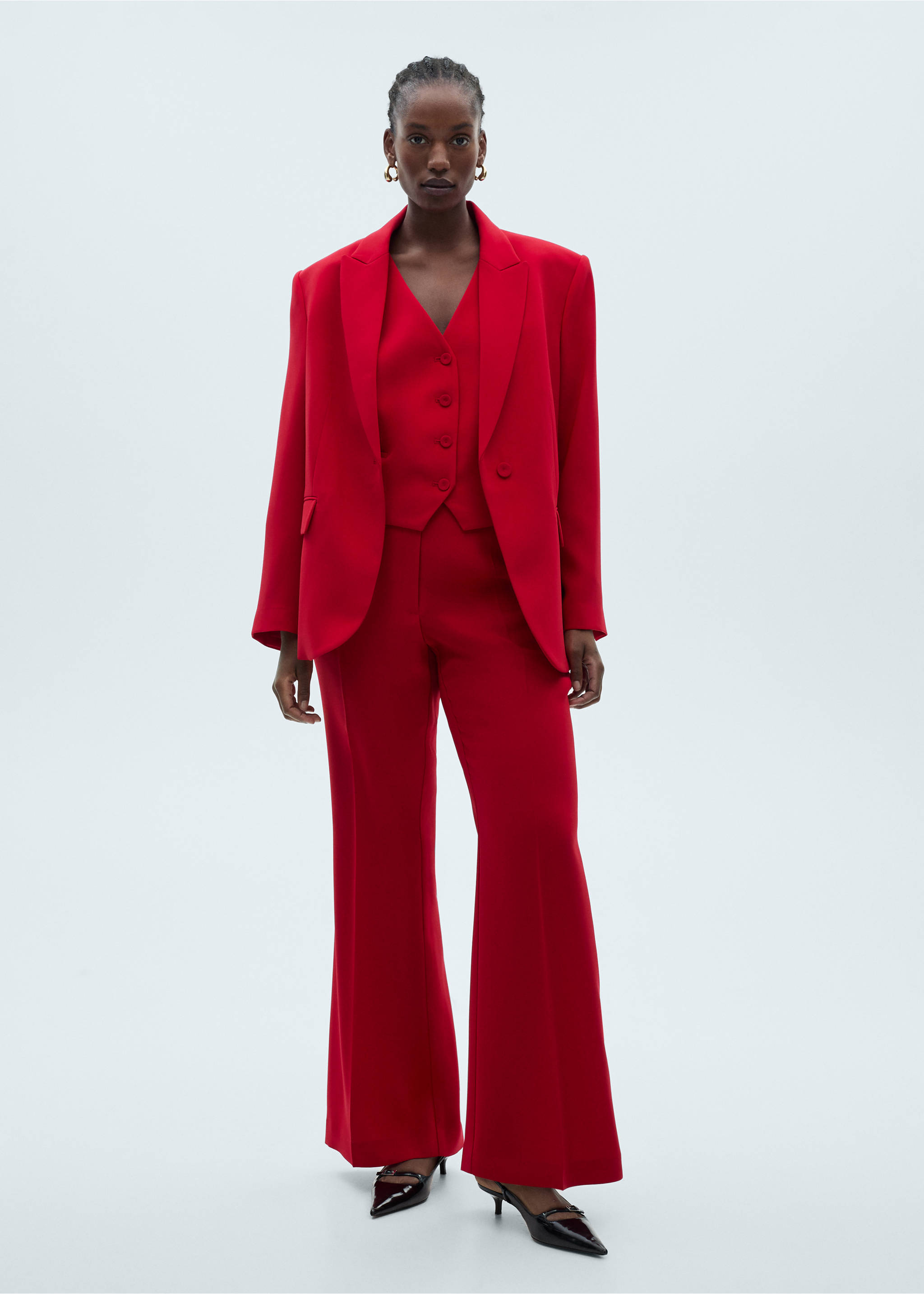 Blazer costume structuré - Détail de l'article 3, Rouge. Ref: 87071518-00.