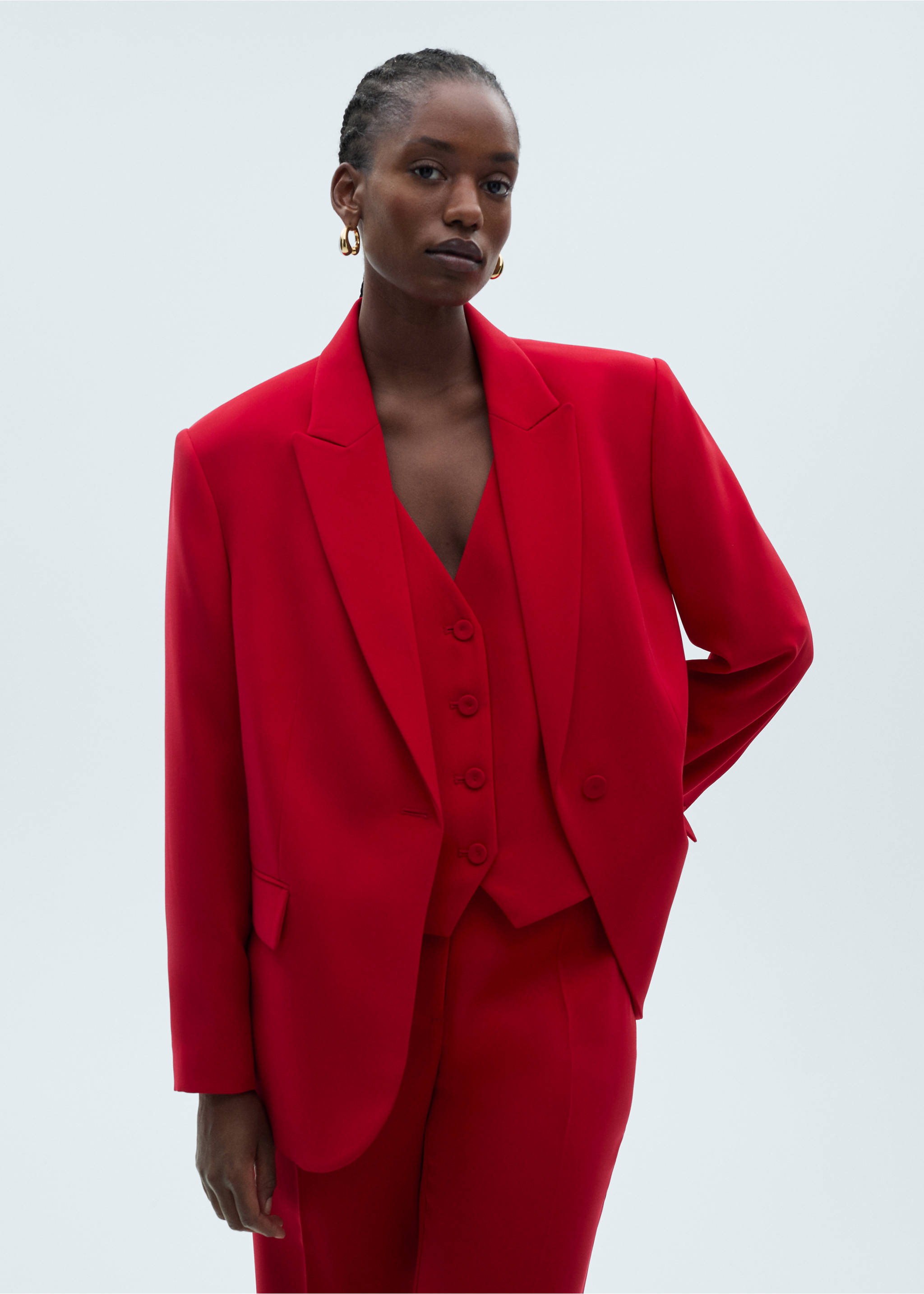 Blazer costume structuré - Détail de l'article 5, Rouge. Ref: 87071518-00.