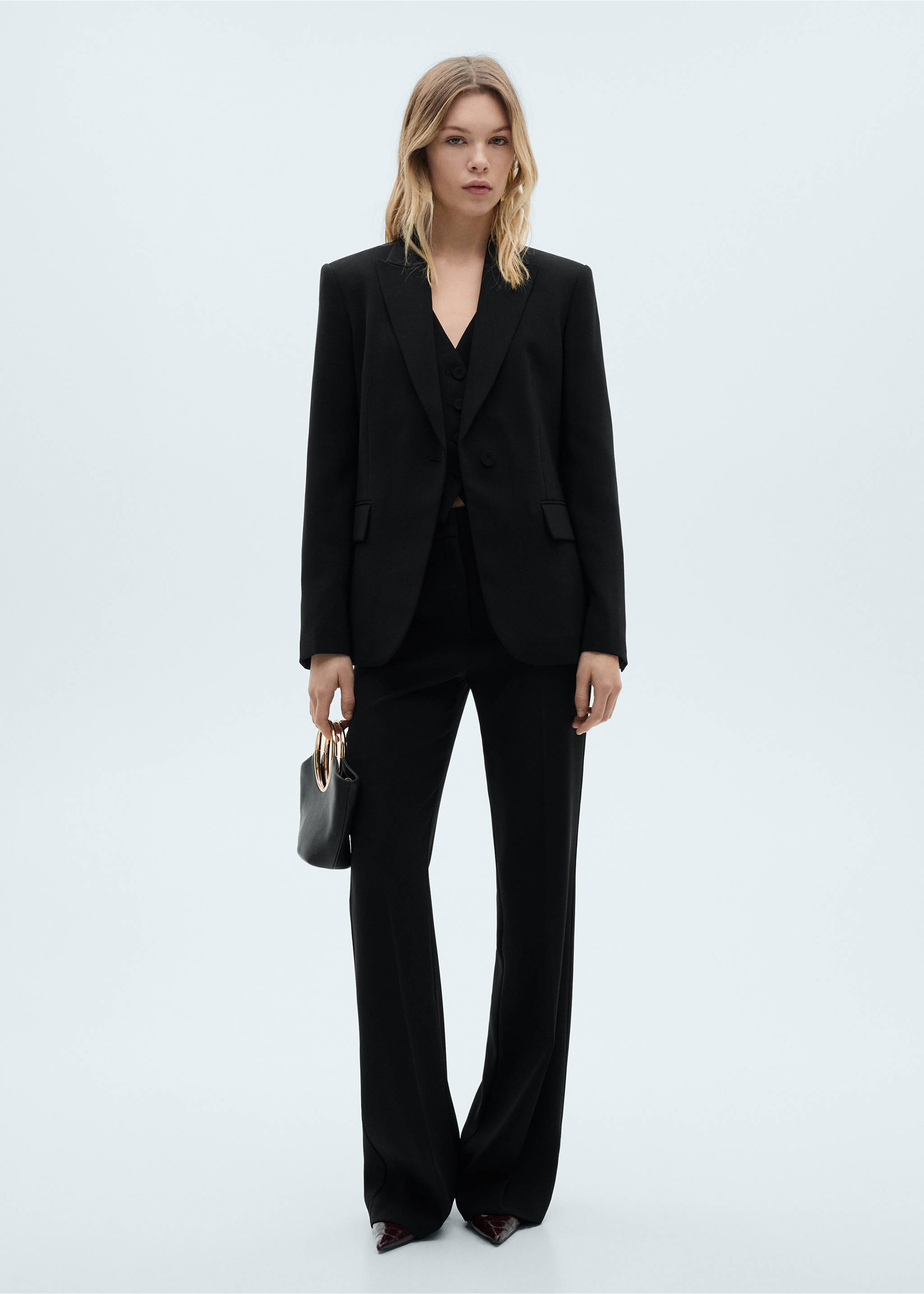 Blazer de fato com estrutura - Plano geral, Preto. Ref: 87071518-00.