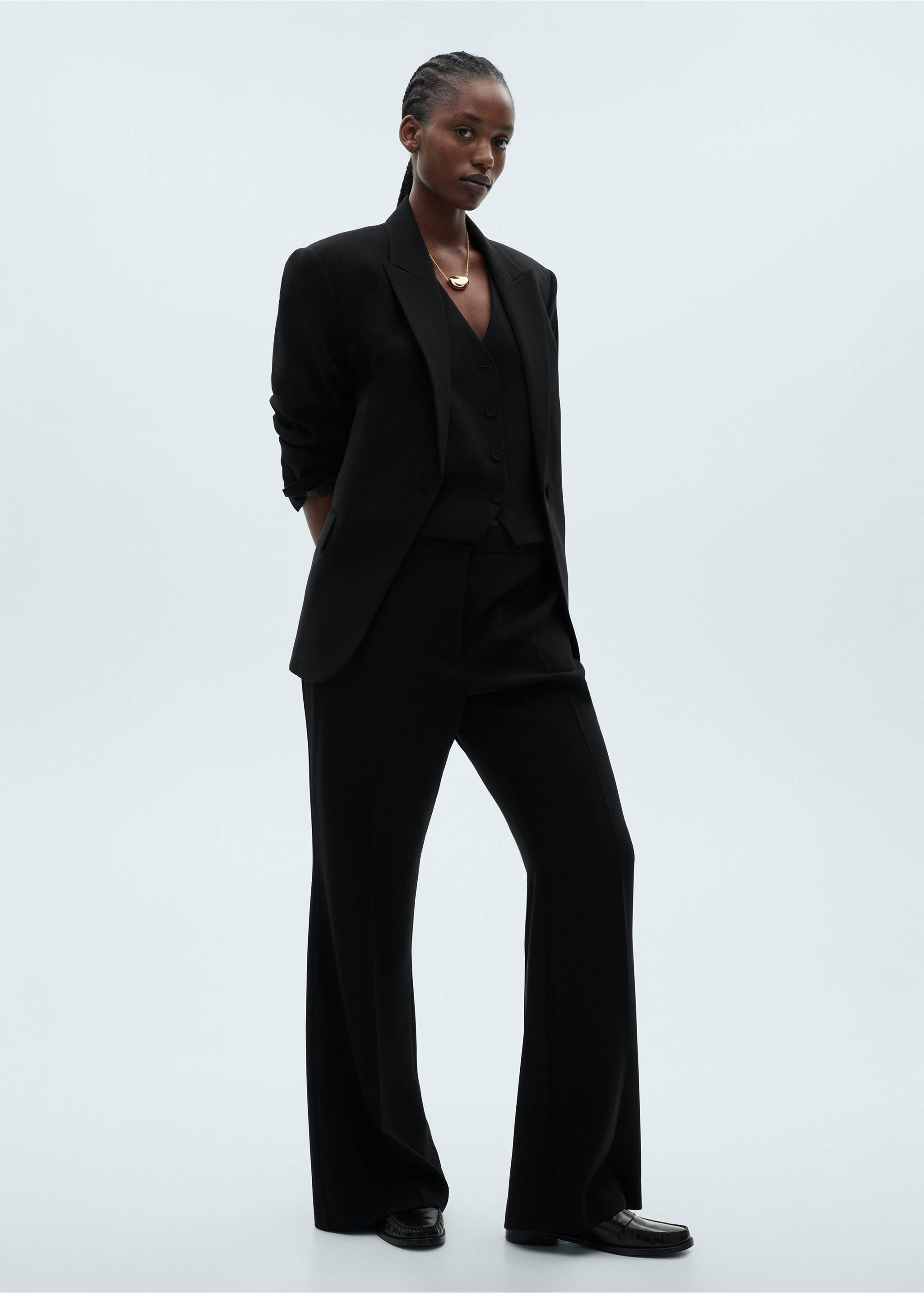 Structured suit blazer - Details of the article 6, Black. Ref: 87071518-00.