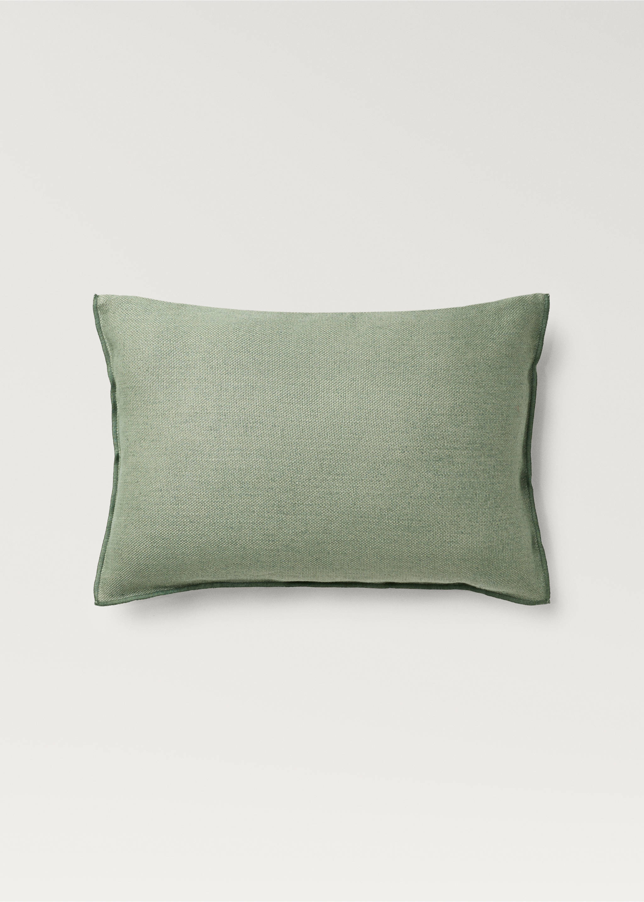 "Housse de coussin en lin avec détail overlock texture 40x60 cm" - Article sans modèle, Vert menthe. Ref: 87071521-00.
