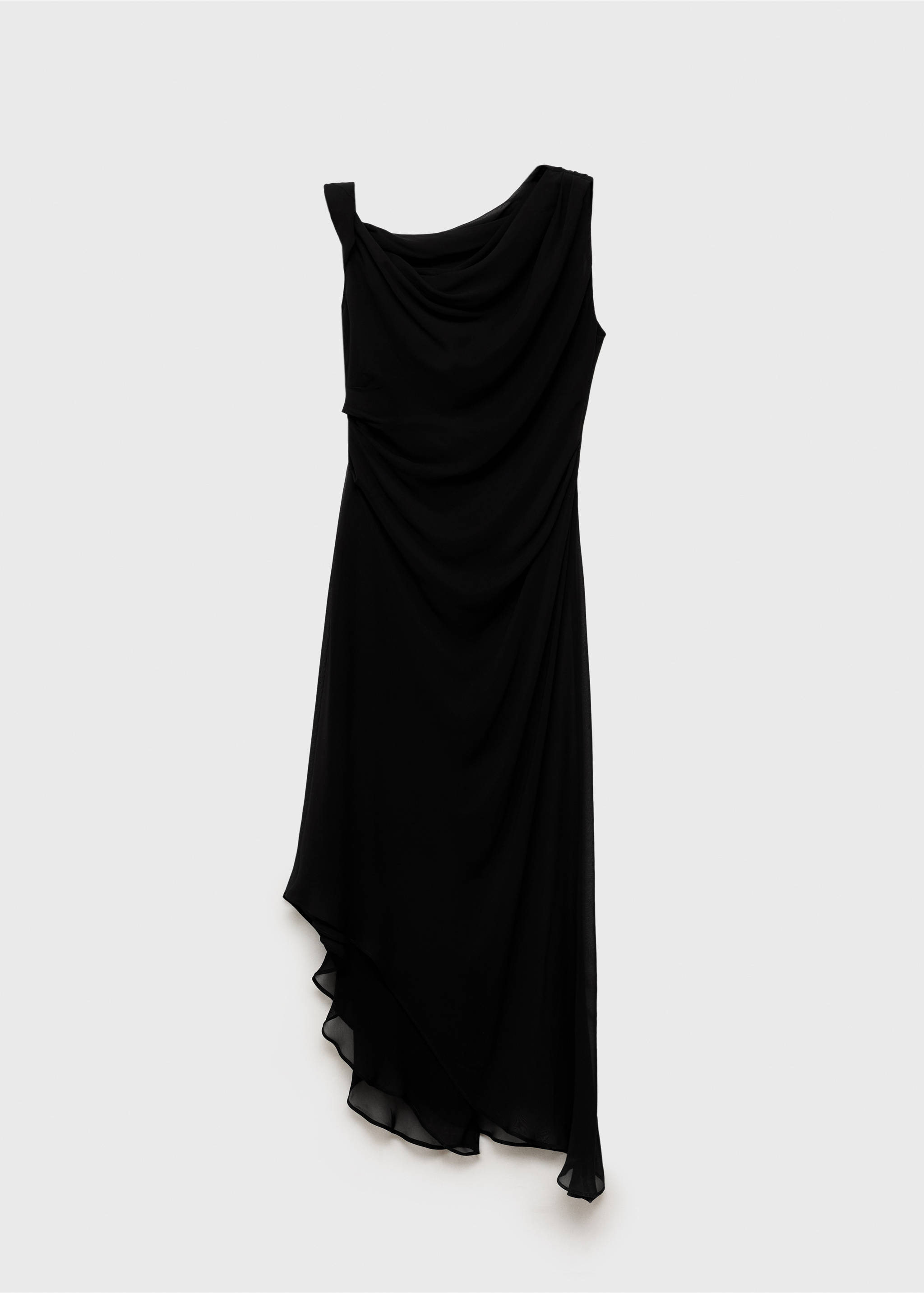 Asymmetric draped gown - Article without model, Black. Ref: 87072026-00.