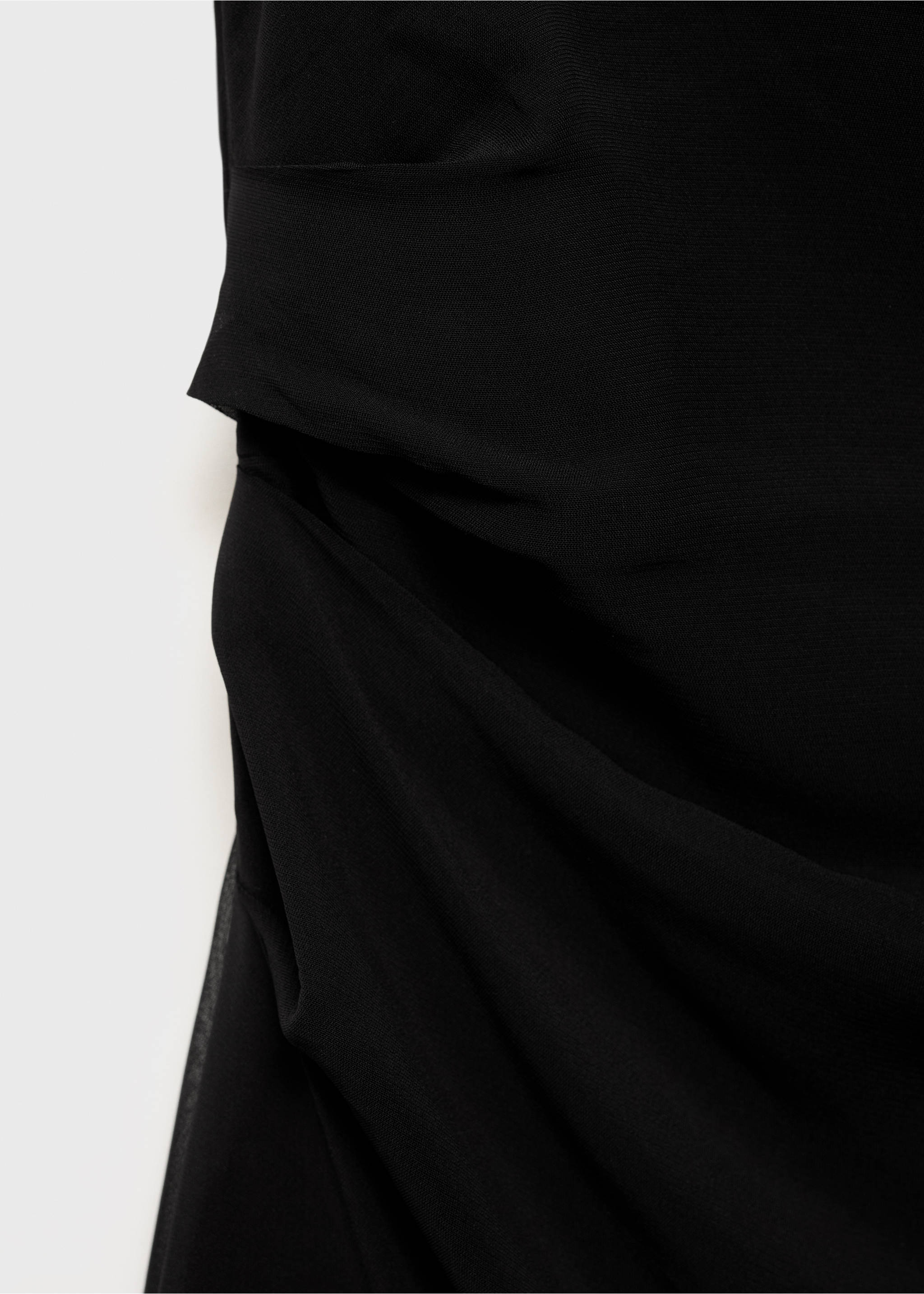 Asymmetric draped gown - Details of the article 0, Black. Ref: 87072026-00.