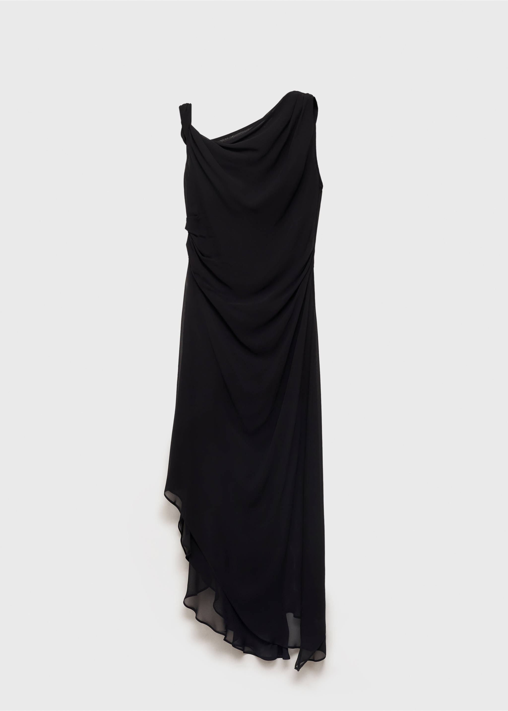 Asymmetric draped gown - Article without model, Black. Ref: 87072026-00.