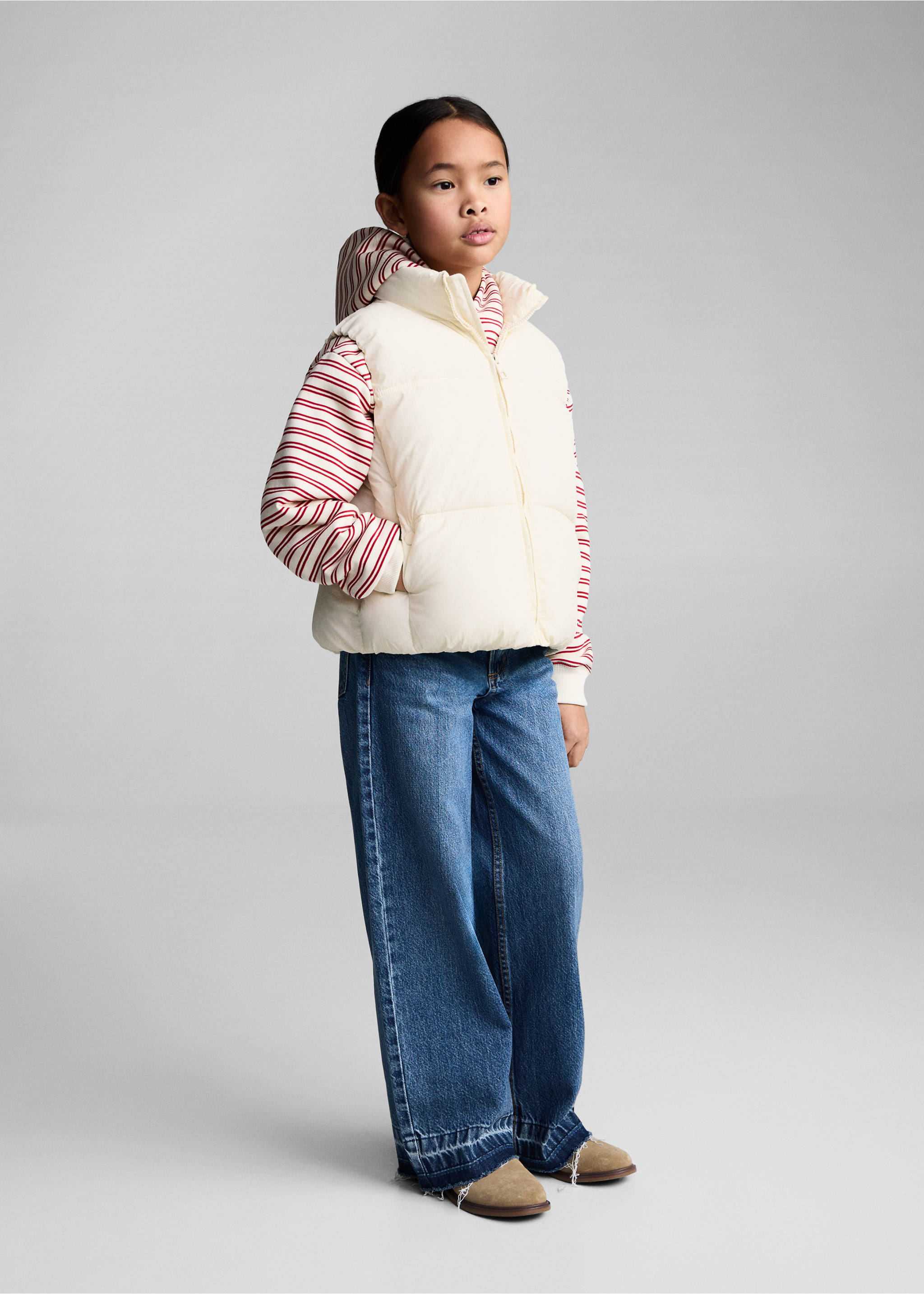 Steppweste mit Reißverschluss - Allgemeine Ansicht, Ecru. Ref: 87072535-00.