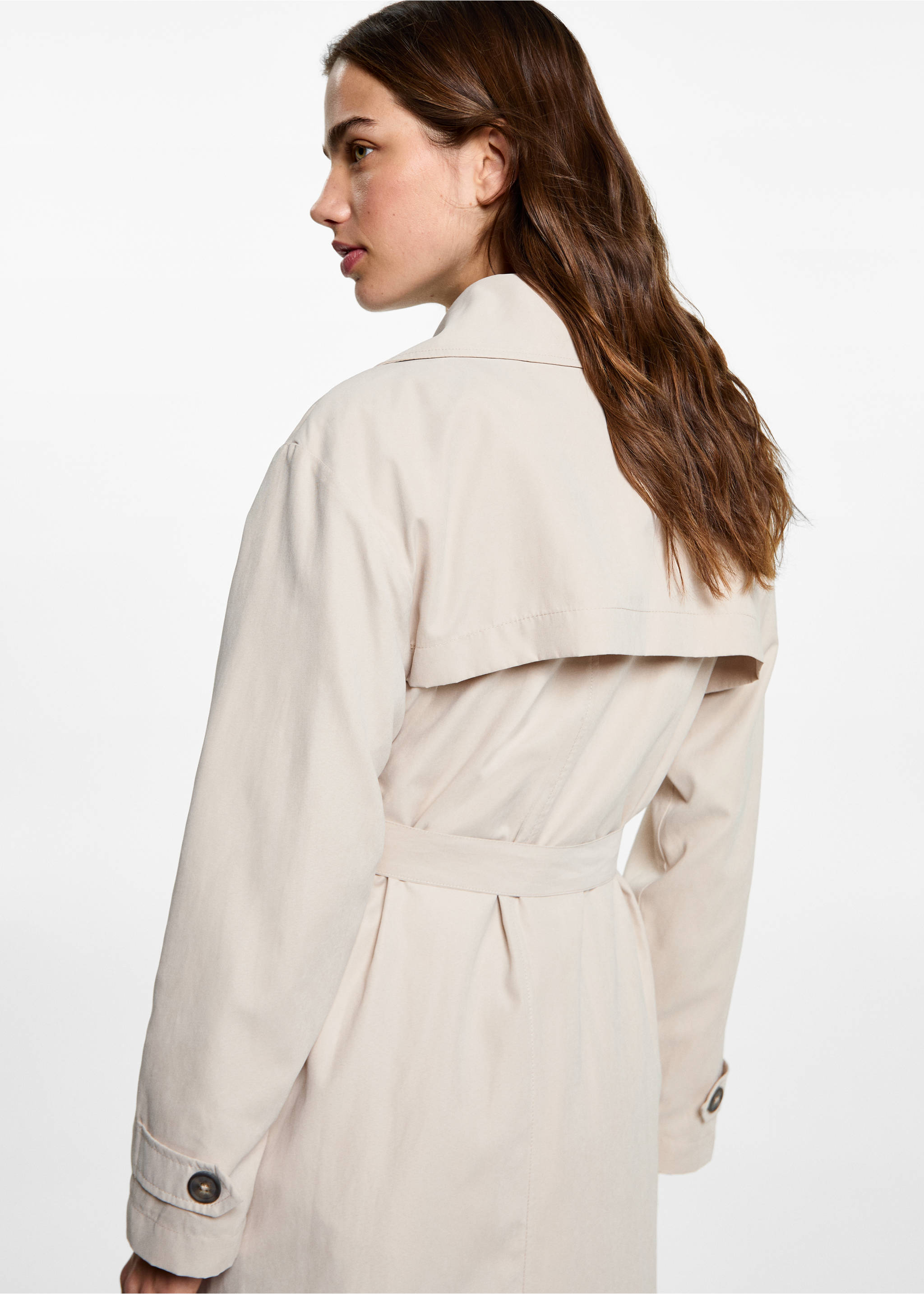 Fließender Trenchcoat mit Gürtel - Detail des Artikels 2, Beige. Ref: 87072536-00.