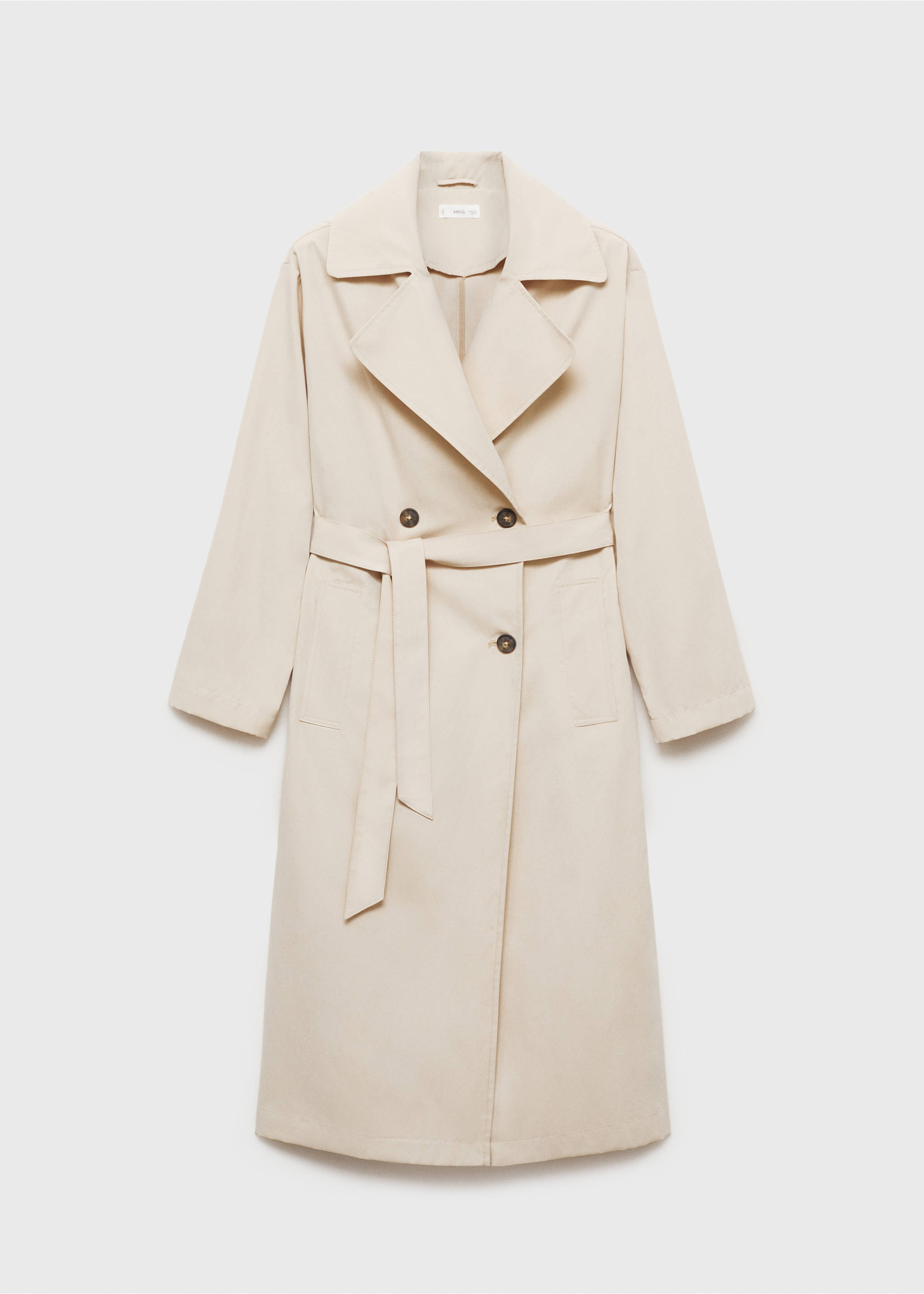 Fließender Trenchcoat mit Gürtel - Artikel ohne Model, Beige. Ref: 87072536-00.